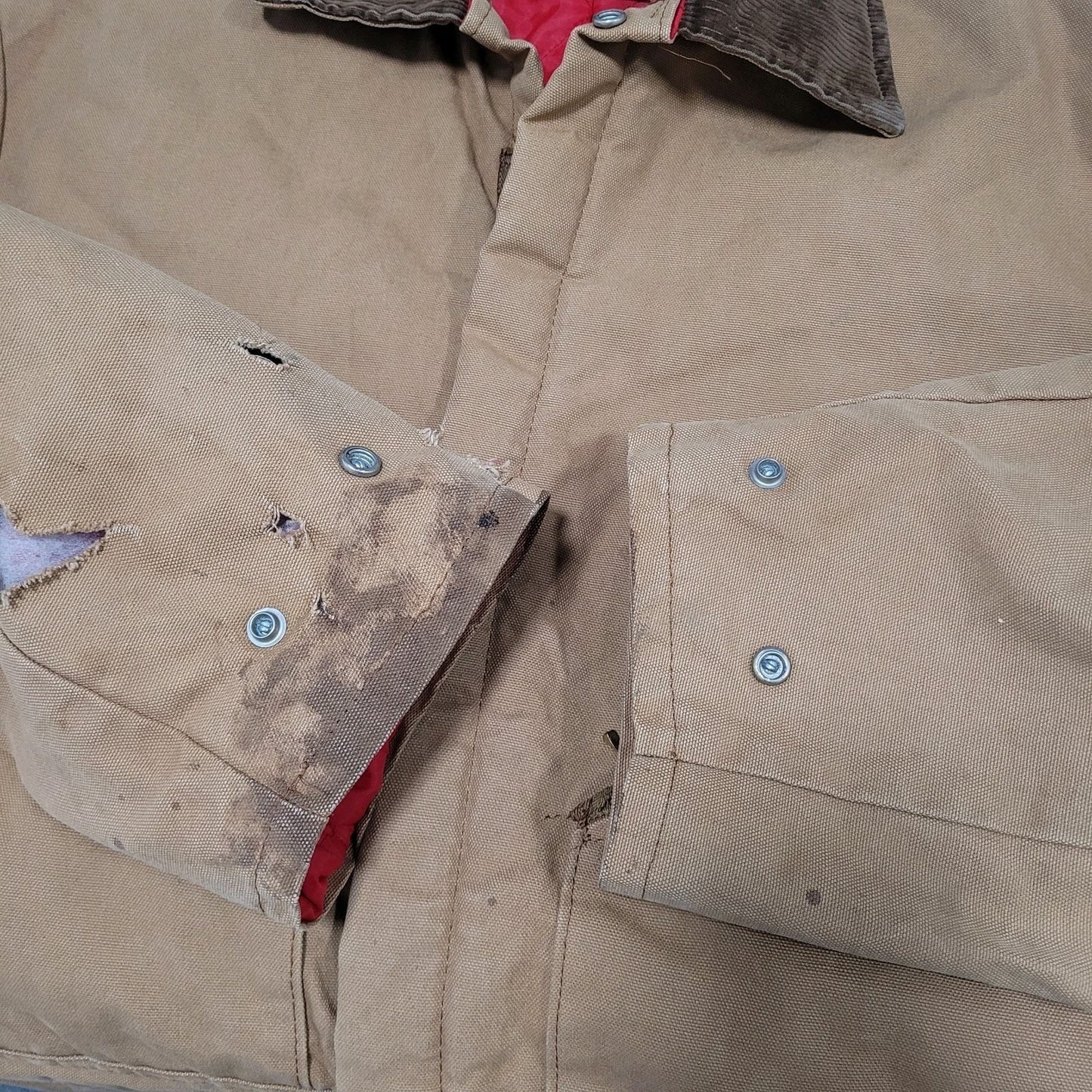 VTG Walls Blizzard Pruf Tan Canvas Insulated Zip Coveralls Large Short