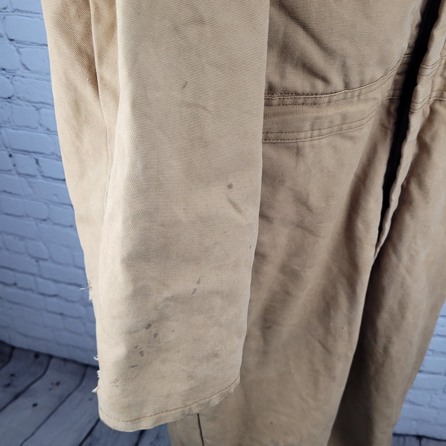 VTG Walls Blizzard Pruf Tan Canvas Insulated Zip Coveralls Large Short