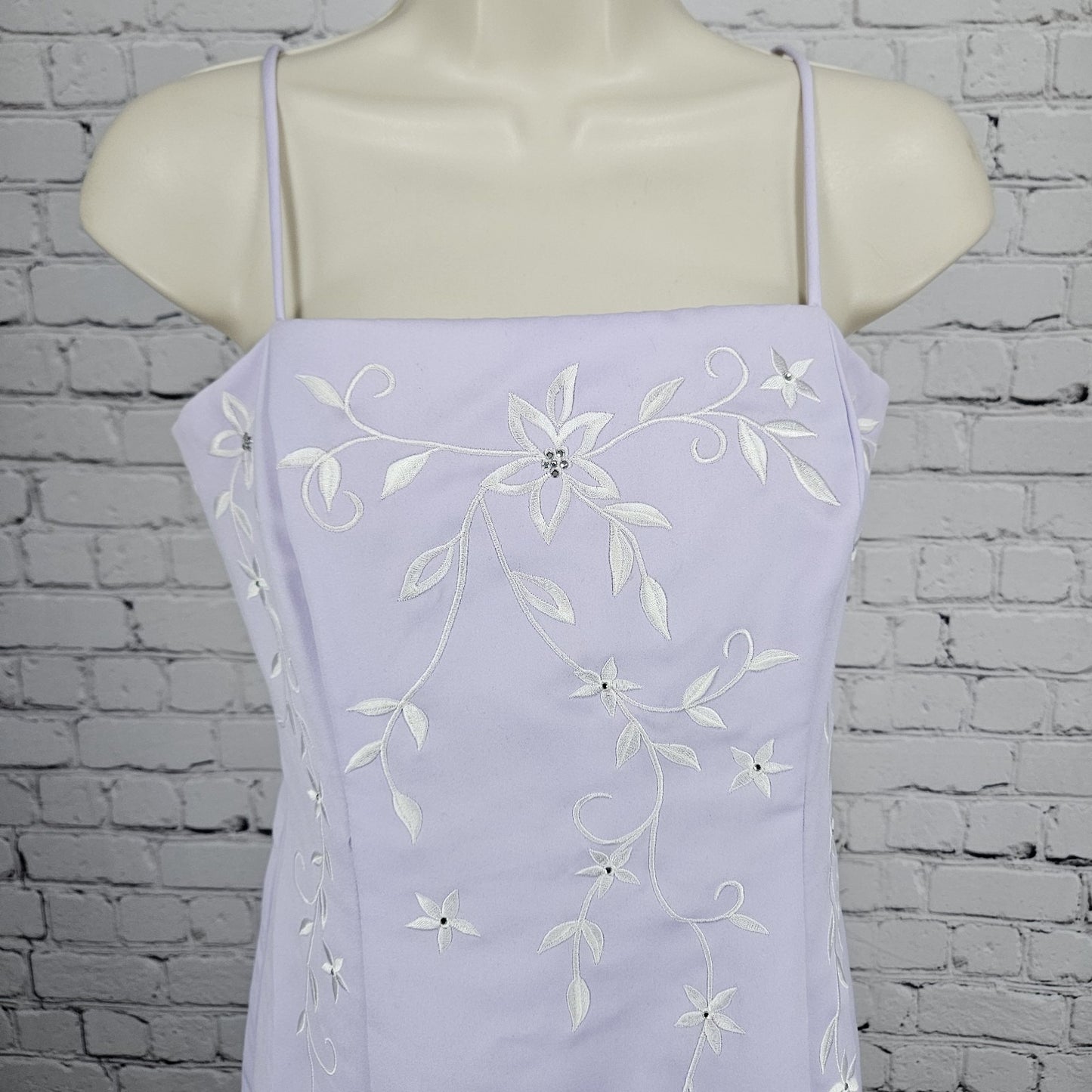 VTG Roberta Purple Embroidered Floral Strappy Mermaid Gown Maxi Dress USA 11/12