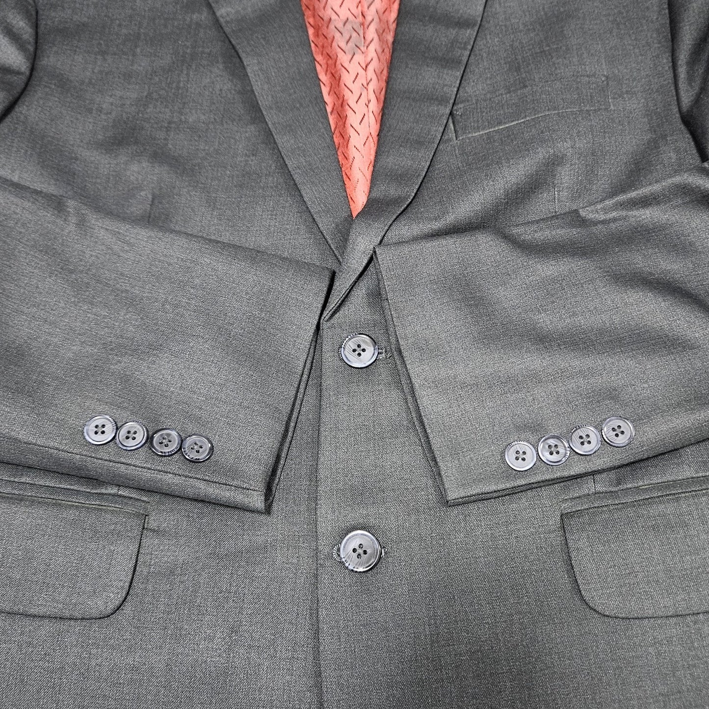 Unbranded Grey Full Pant Suit 2 Piece Set 2 Button Vented Notch Jacket 40S 33x28