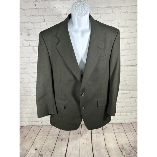 VTG Jos A Bank Business Express 100% Wool Green/Blue Check Blazer Jacket 43R
