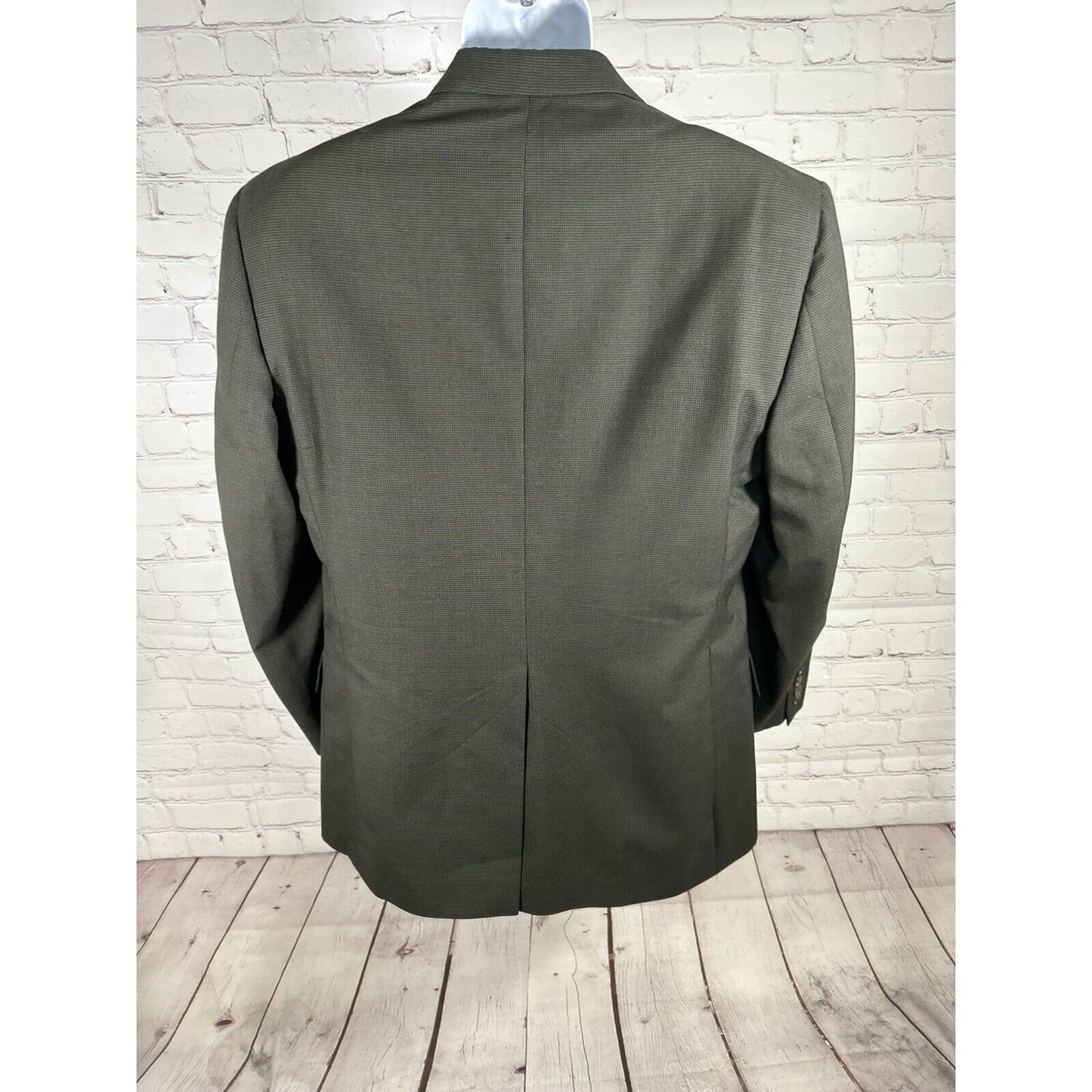 VTG Jos A Bank Business Express 100% Wool Green/Blue Check Blazer Jacket 43R