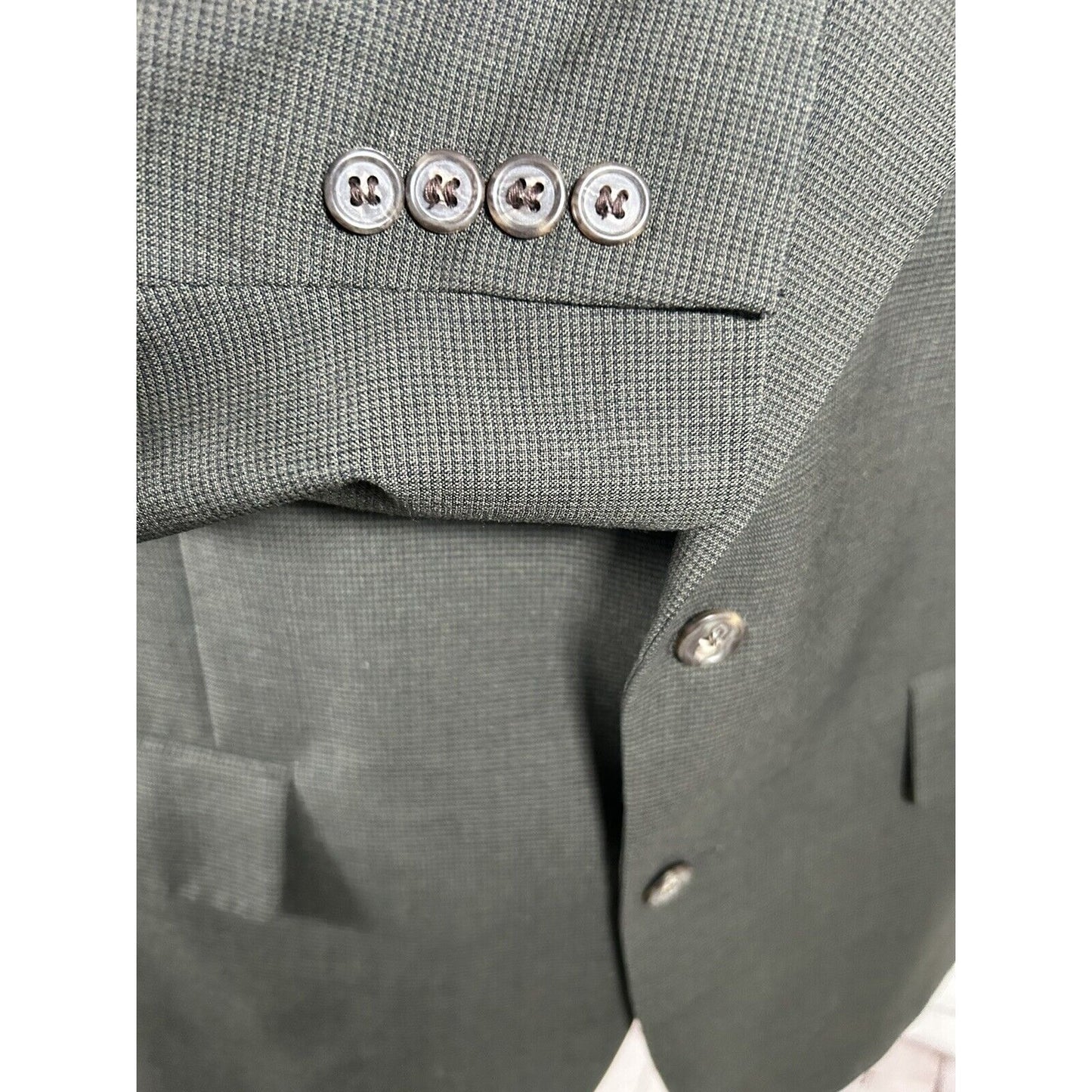 VTG Jos A Bank Business Express 100% Wool Green/Blue Check Blazer Jacket 43R