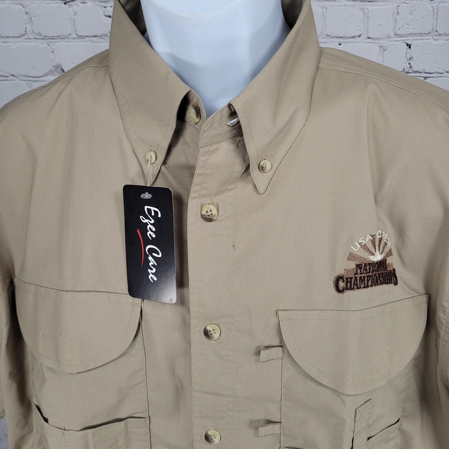 NWD Texas Open National Championships Tan Performance Button Down Shirt Large L