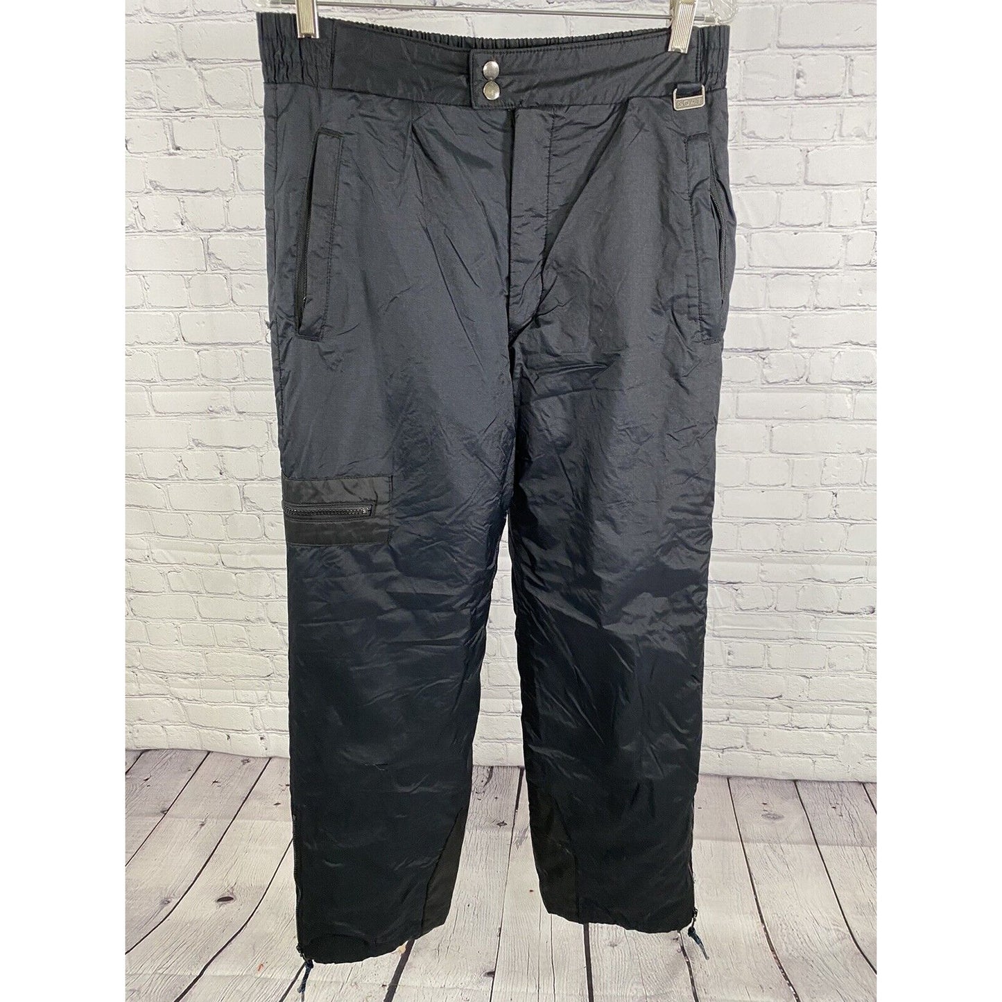 Mountain Goat Snow Pants Mens 34 Black Insulated Zip-Ankle Zip-Pockets
