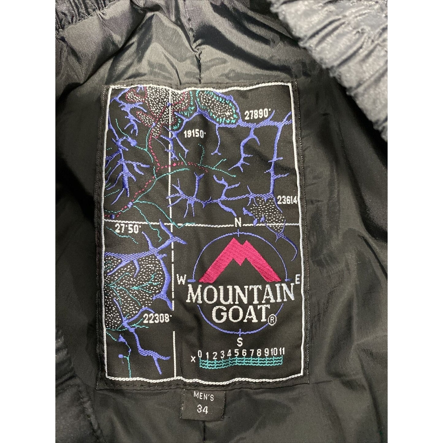 Mountain Goat Snow Pants Mens 34 Black Insulated Zip-Ankle Zip-Pockets