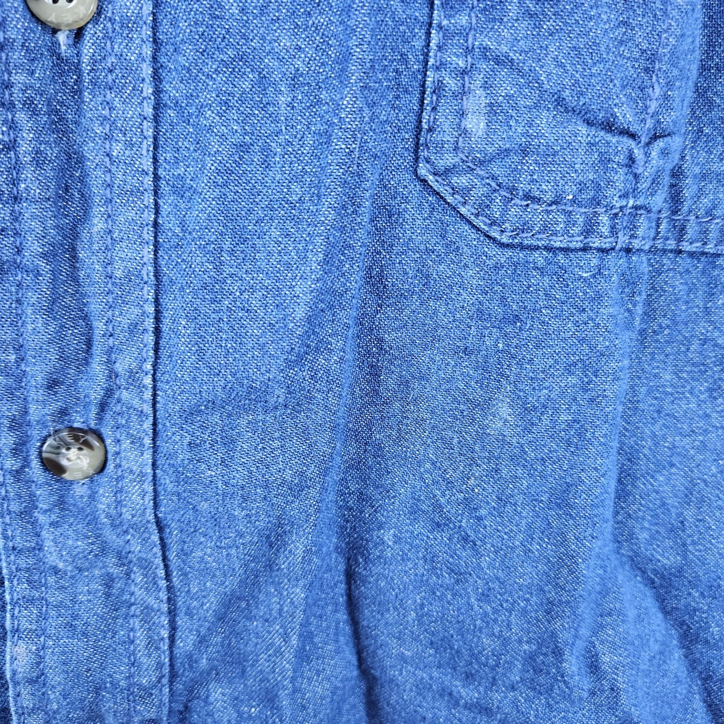 Key Blue Denim Jean Button Down Collar Long Sleeve Workwear Casual Shirt 2XLT
