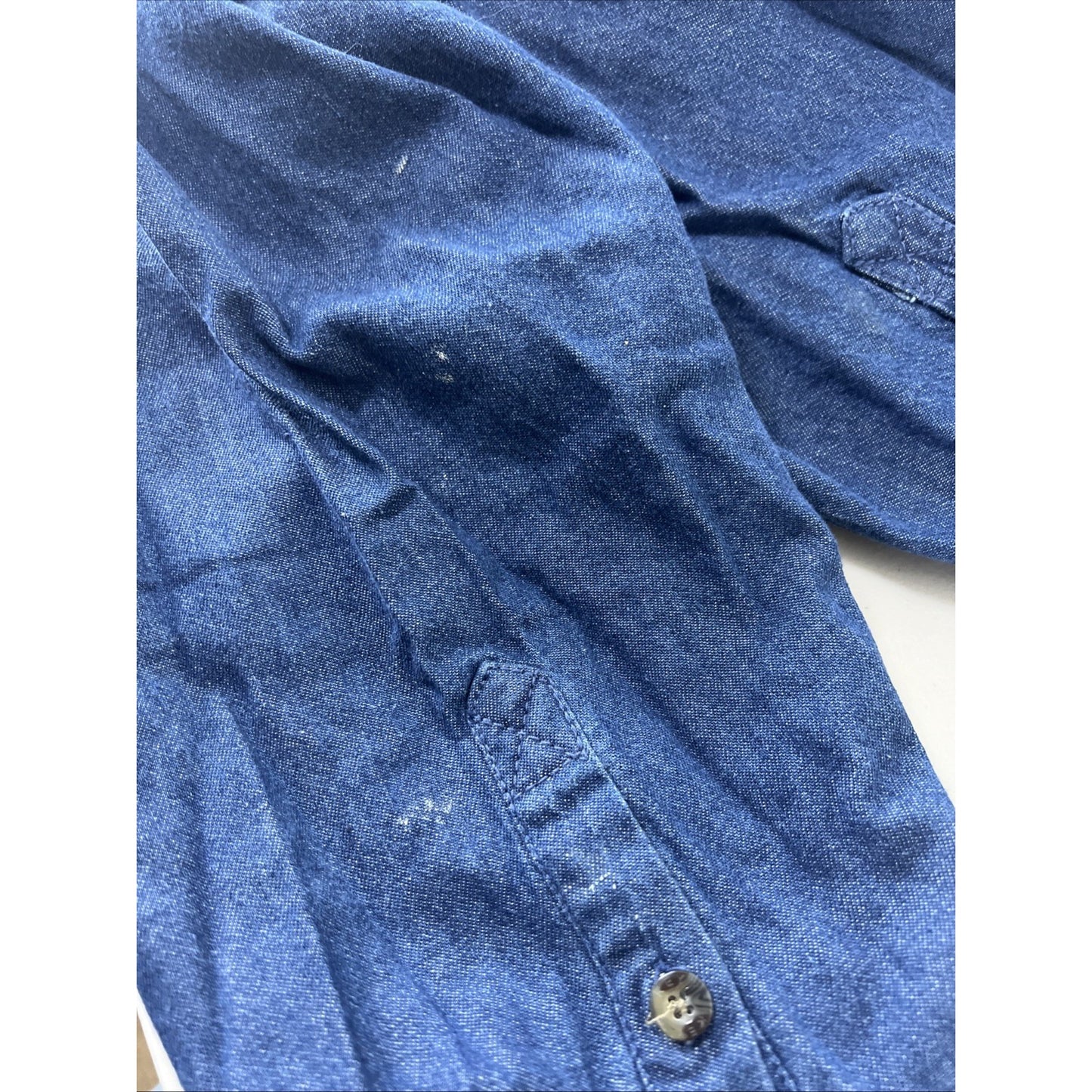 Key Blue Denim Jean Button Down Collar Long Sleeve Workwear Casual Shirt 2XLT
