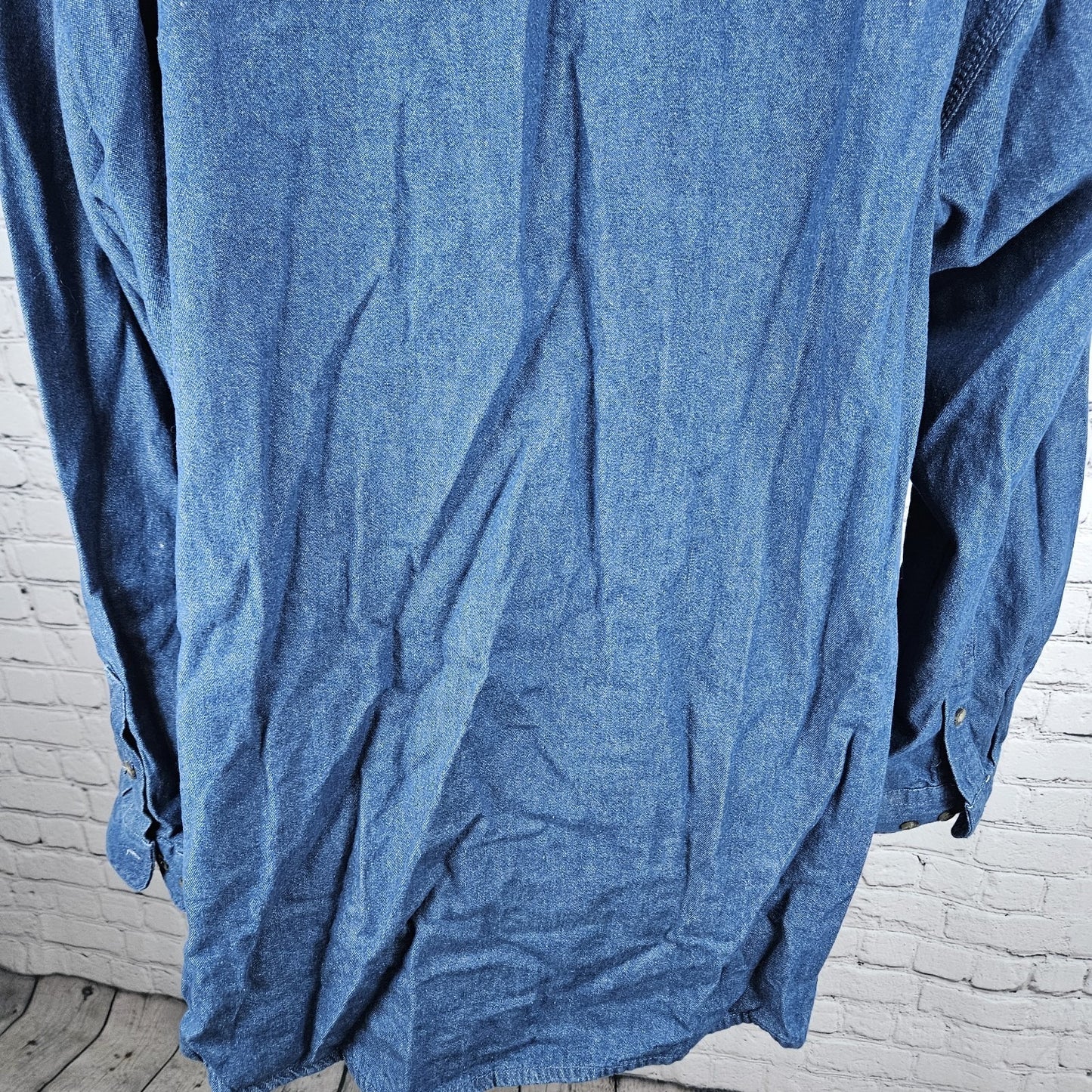 Key Blue Denim Jean Button Down Collar Long Sleeve Workwear Casual Shirt 2XLT