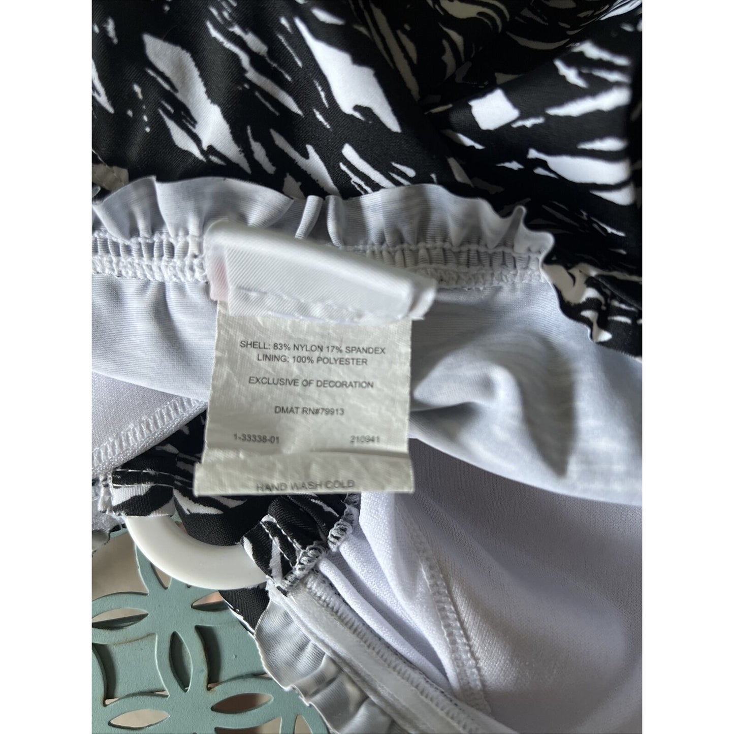 Oh Baby Motherhood Small Maternity One Piece Swim Suit Halter Black & White