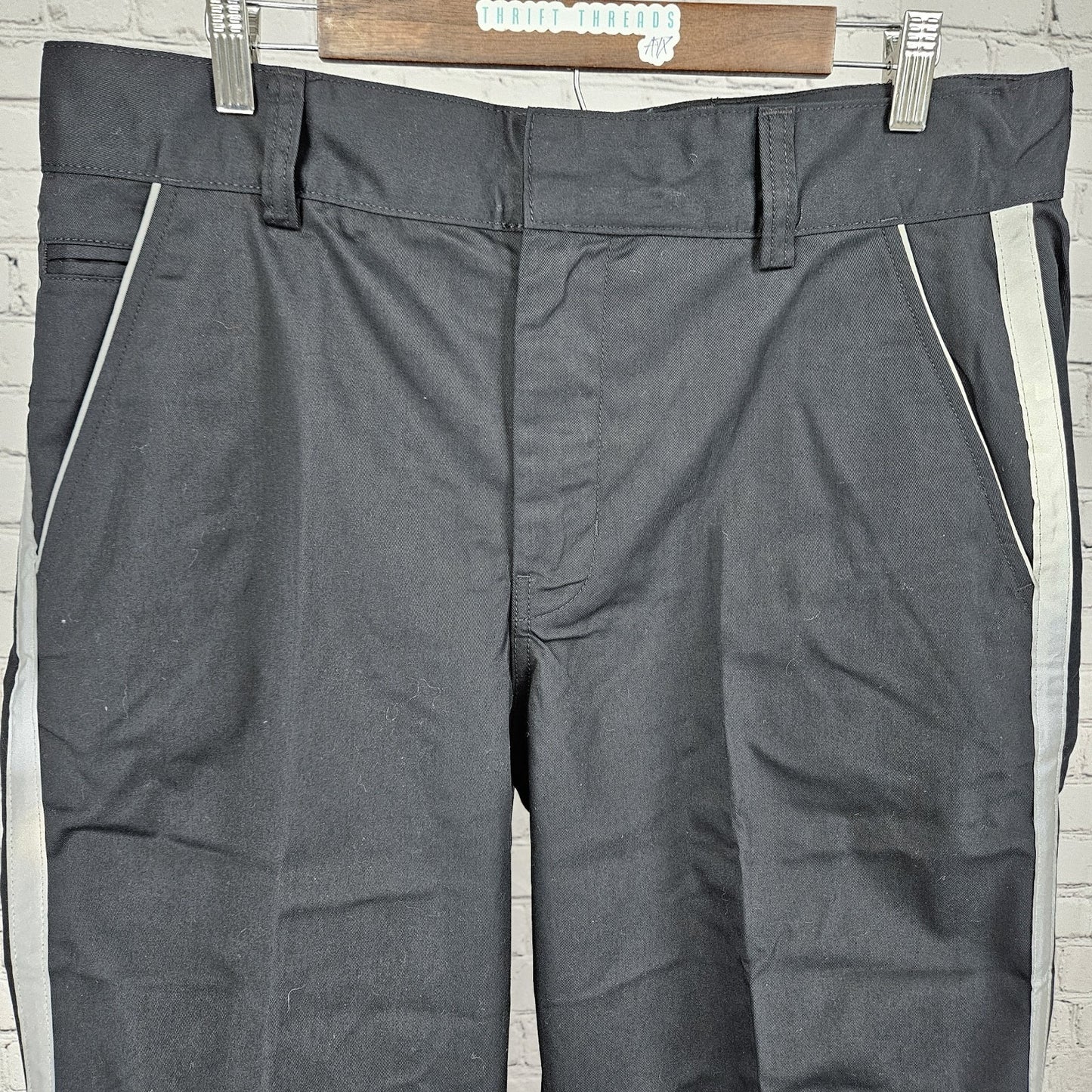 Tesla Black Relective Stripe Straight Leg Workwear Casual Chino Pants 36x32