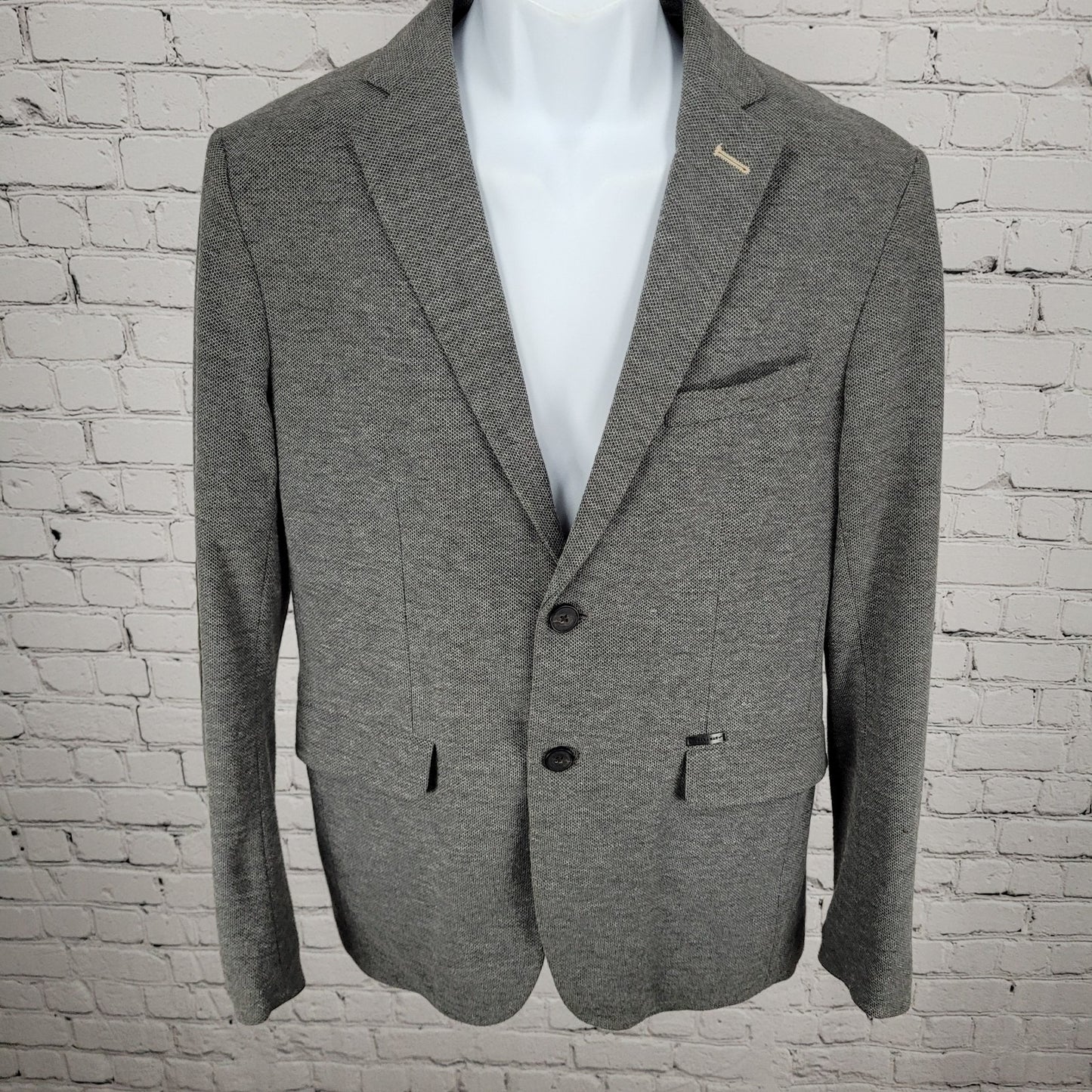 Zara Man Grey Birdseye Lightweight 2 Button Vented Notch Sport Coat Size 40