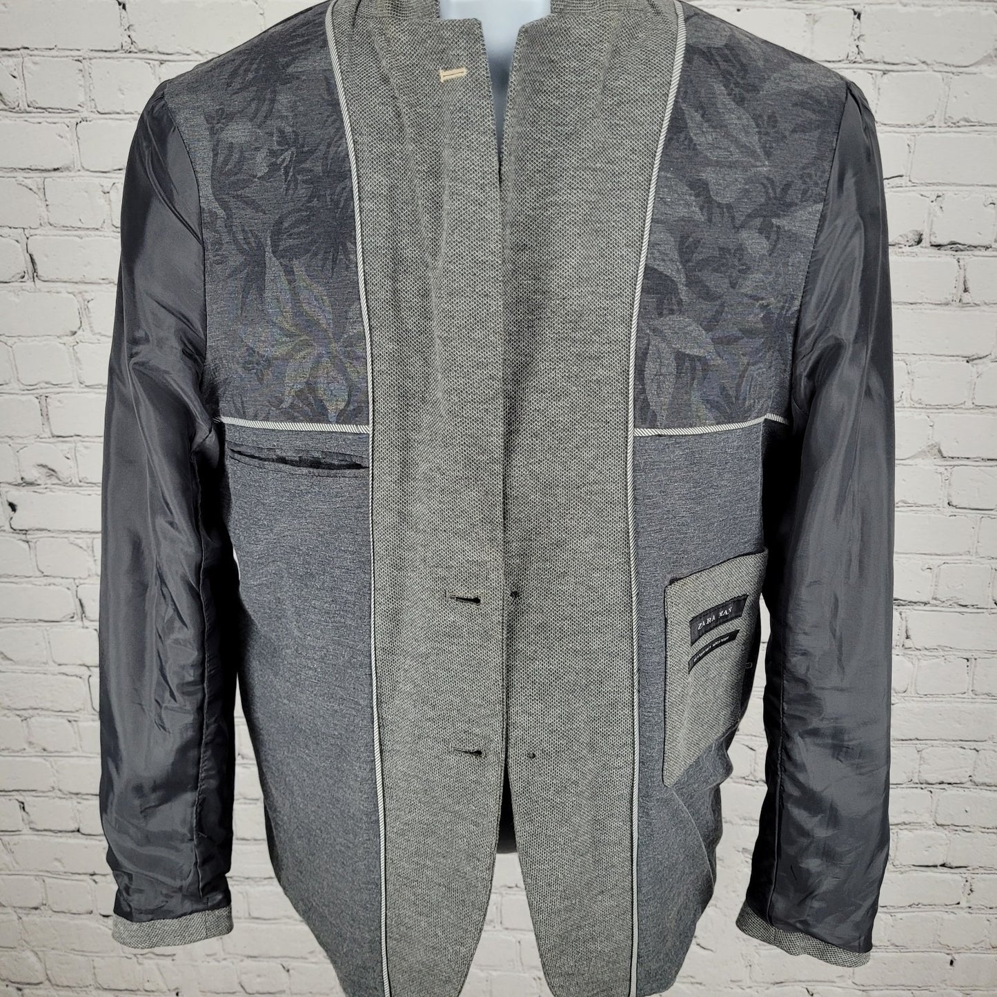 Zara Man Grey Birdseye Lightweight 2 Button Vented Notch Sport Coat Size 40