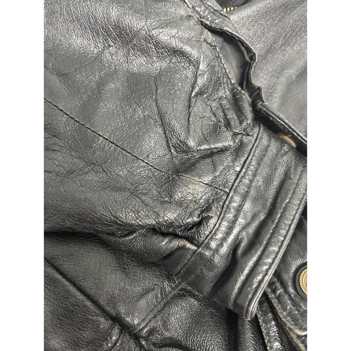 Monte Carlo Black Genuine Leather Full Zip Men’s Motorcycle Jacket Pockets M