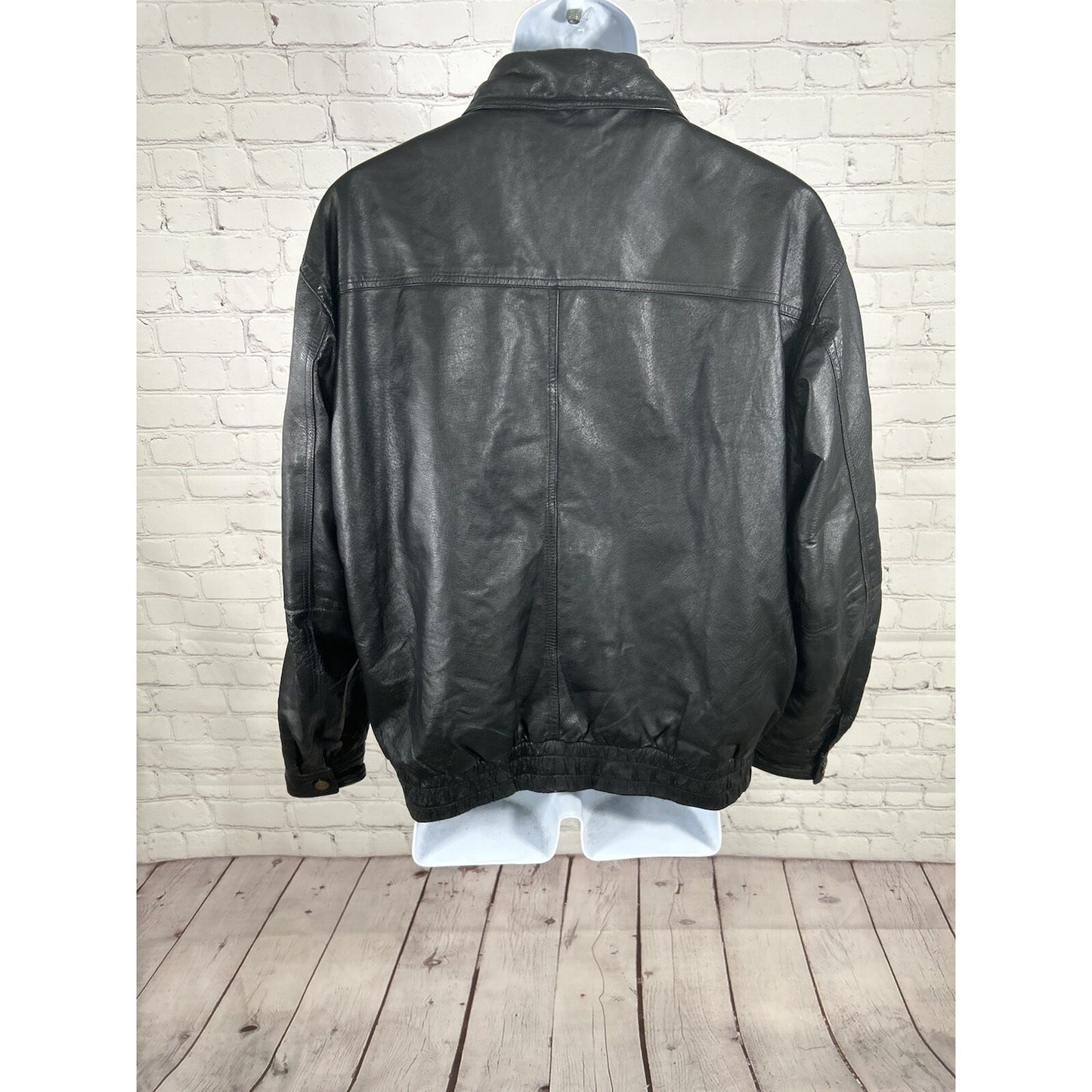 Monte Carlo Black Genuine Leather Full Zip Men’s Motorcycle Jacket Pockets M