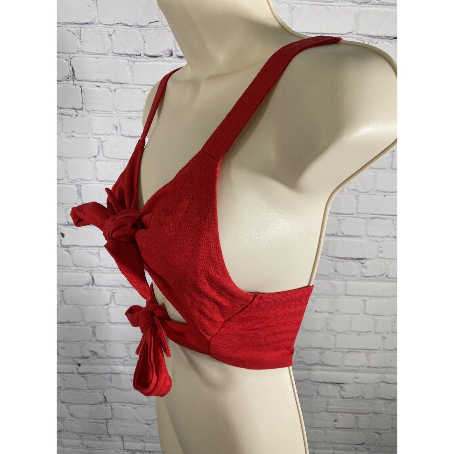 Urban Outfitters Sleeveless Red Dual Tie Front Cotton/ Linen Drop Top M