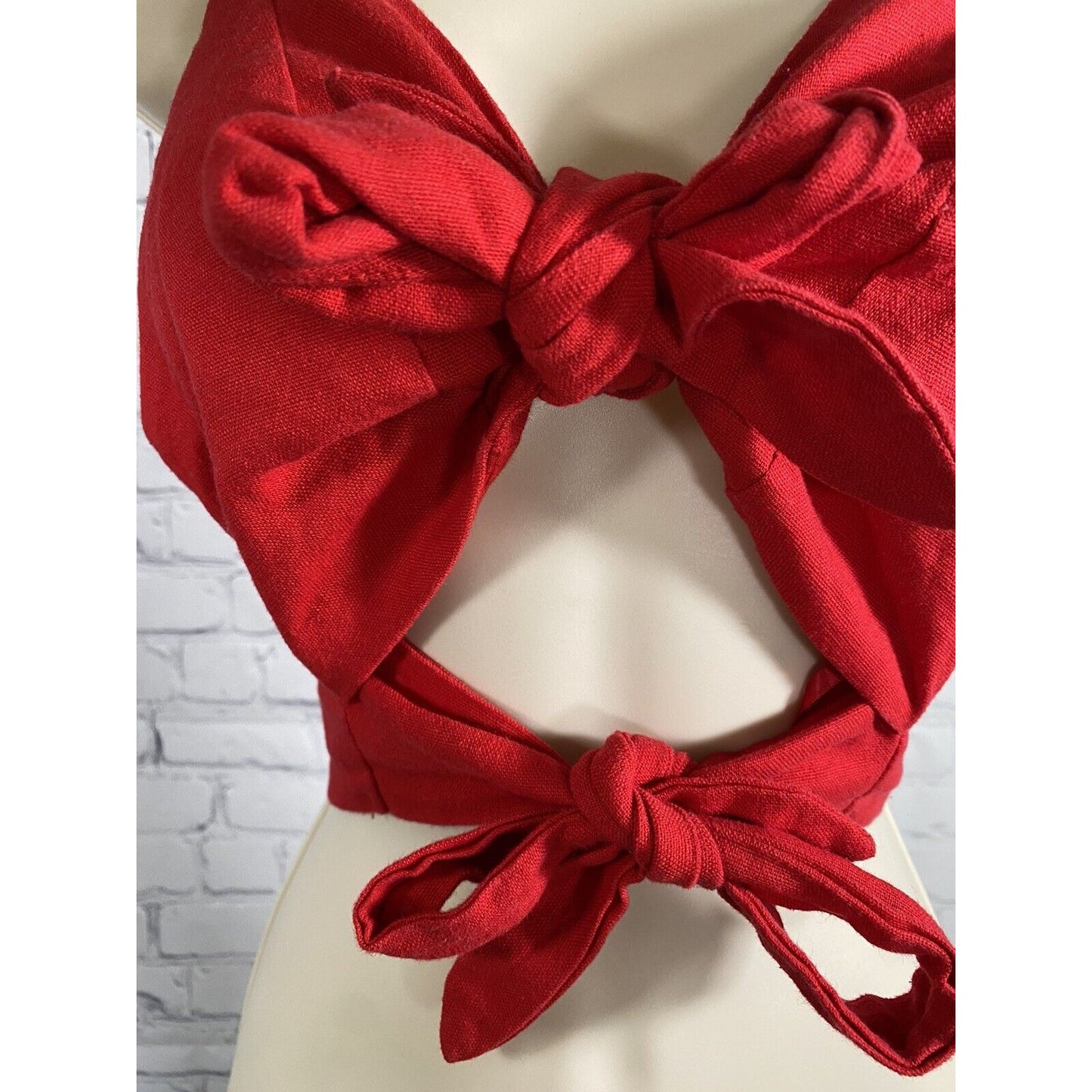 Urban Outfitters Sleeveless Red Dual Tie Front Cotton/ Linen Drop Top M