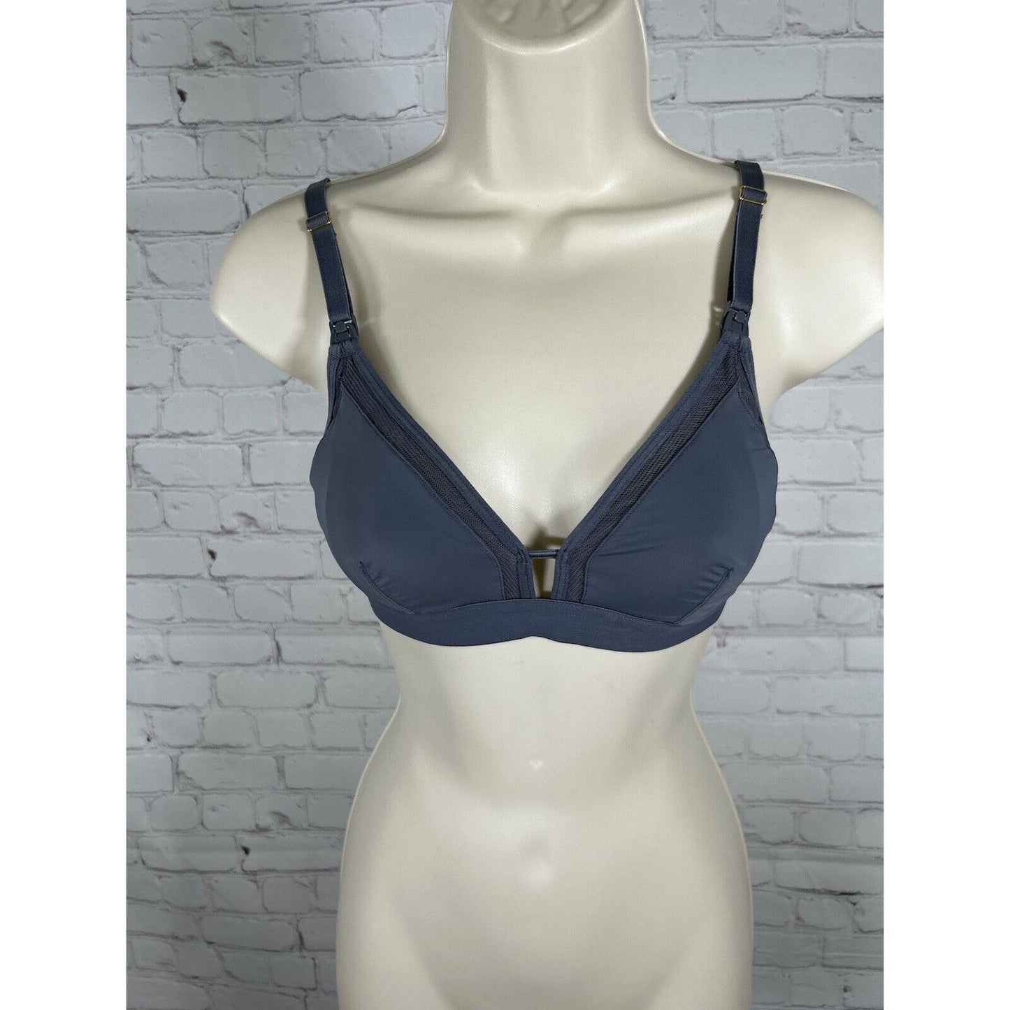 Lively Gray Lined Adjustable Straps Back Close Nursing Bra Bralette Size S EUC