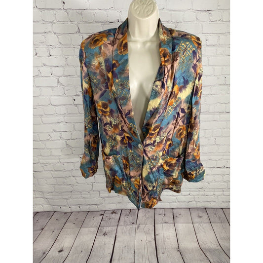 VTG Impressions Of California Multicolor Floral Long Sleeve Single Button Top S