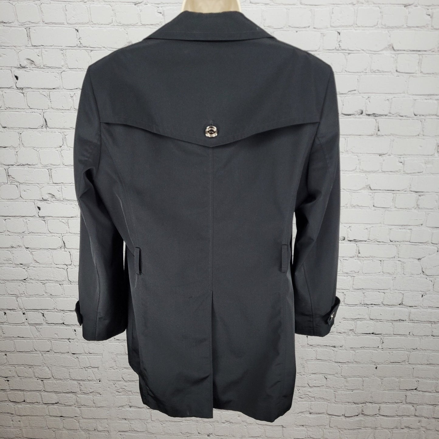 Calvin Klein Black Double Breasted Buttoned Rain Coat Jacket Peacoat Large L