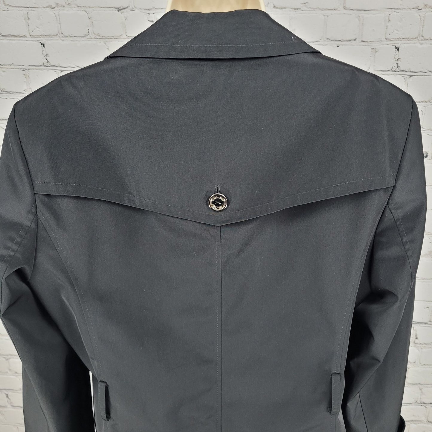 Calvin Klein Black Double Breasted Buttoned Rain Coat Jacket Peacoat Large L