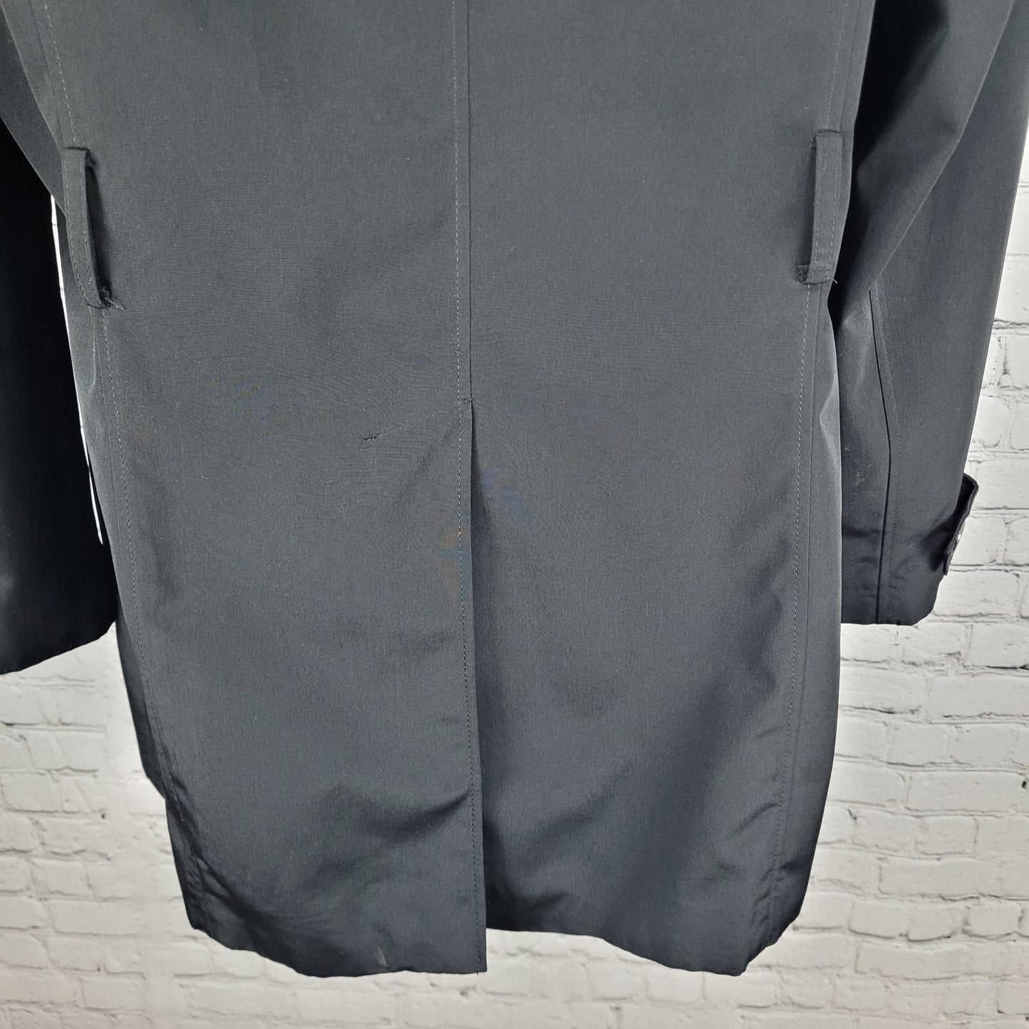 Calvin Klein Black Double Breasted Buttoned Rain Coat Jacket Peacoat Large L