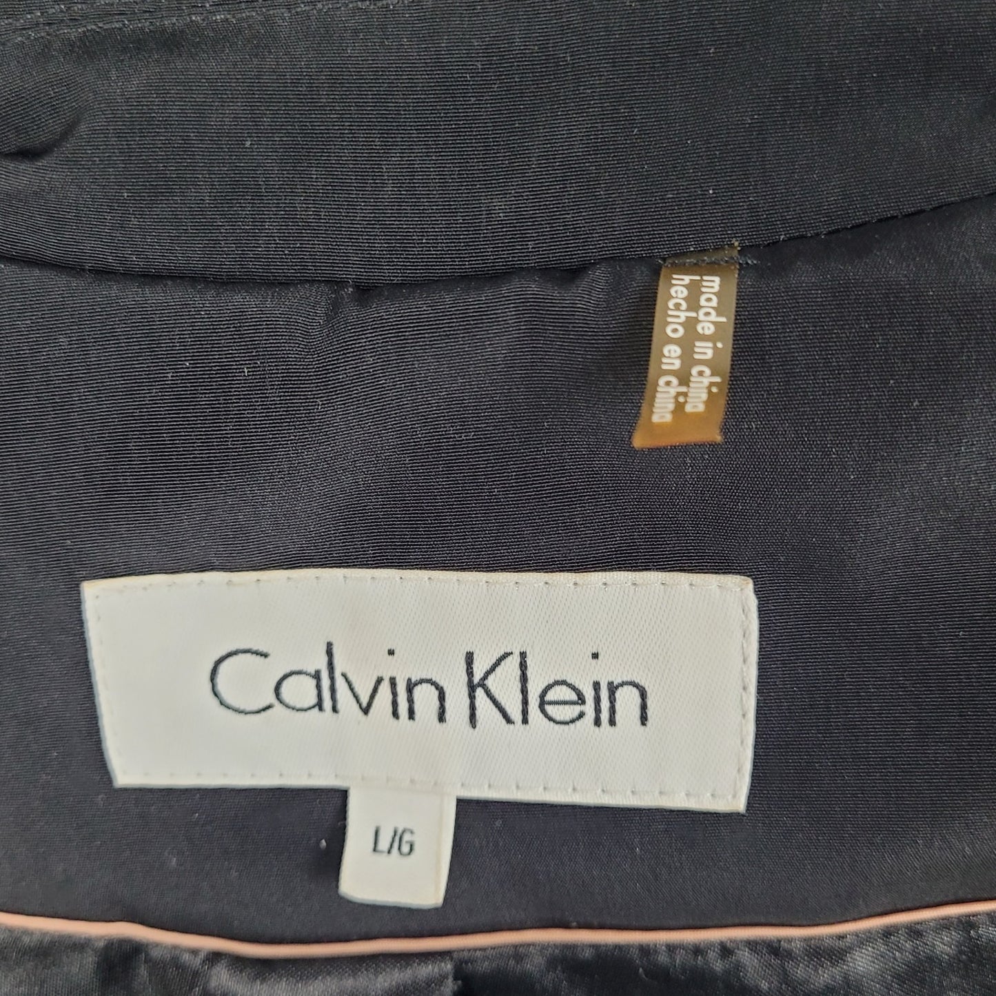 Calvin Klein Black Double Breasted Buttoned Rain Coat Jacket Peacoat Large L