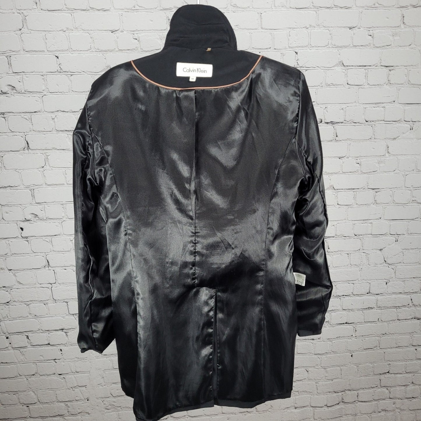 Calvin Klein Black Double Breasted Buttoned Rain Coat Jacket Peacoat Large L