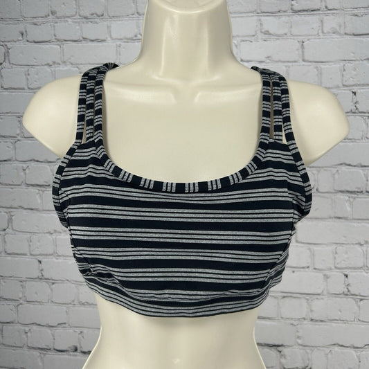 Athleta Black Striped Racerback Stretchy Breathable Sporty Bralette Size Small S