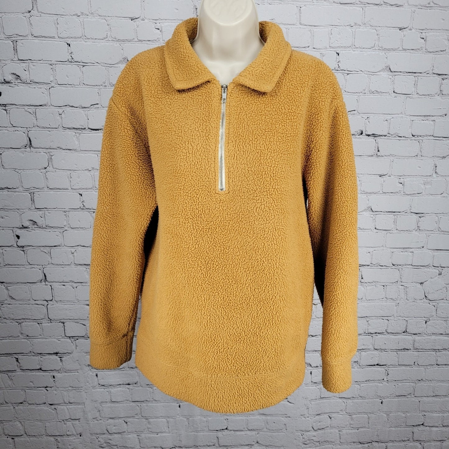 Urban Outfitters Yellow Fleece 1/4 Zip Collared Pullover Jacket Size Small S
