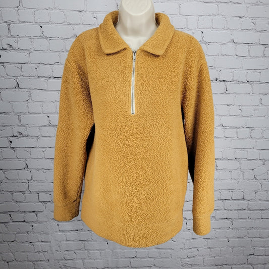 Urban Outfitters Yellow Fleece 1/4 Zip Collared Pullover Jacket Size Small S