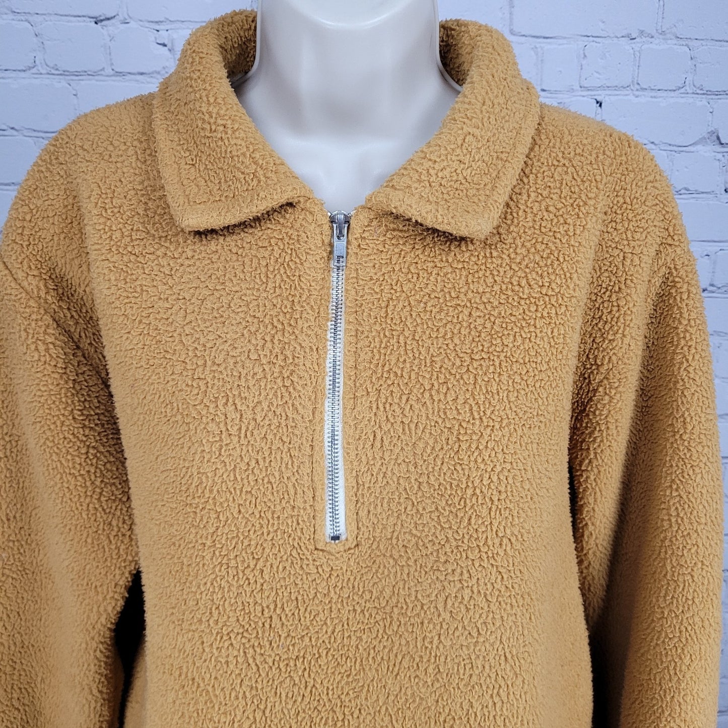 Urban Outfitters Yellow Fleece 1/4 Zip Collared Pullover Jacket Size Small S