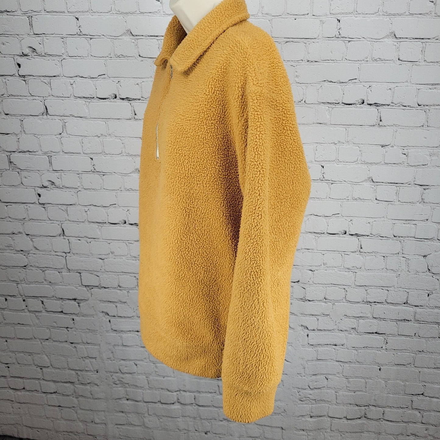 Urban Outfitters Yellow Fleece 1/4 Zip Collared Pullover Jacket Size Small S