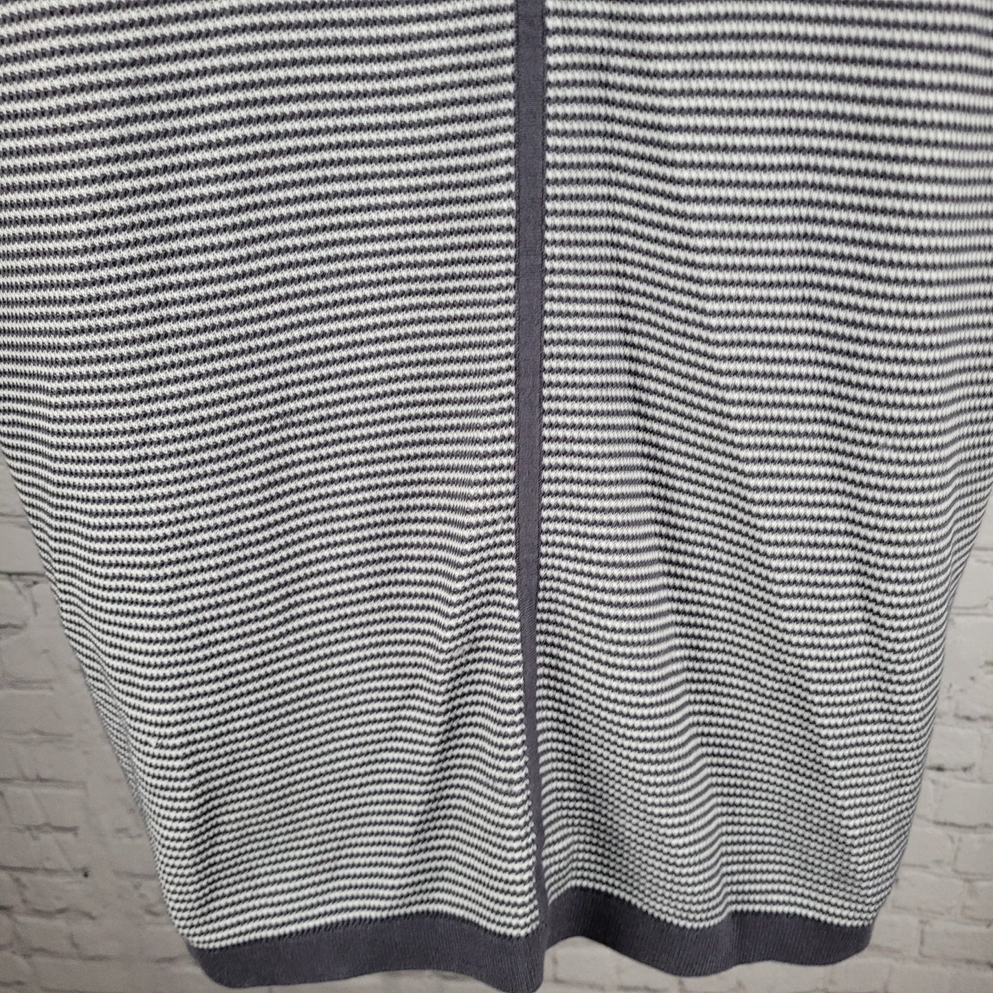 Rag & Bone Grey White Harvey Striped Cotton-Blend Johnny Polo Shirt Large L
