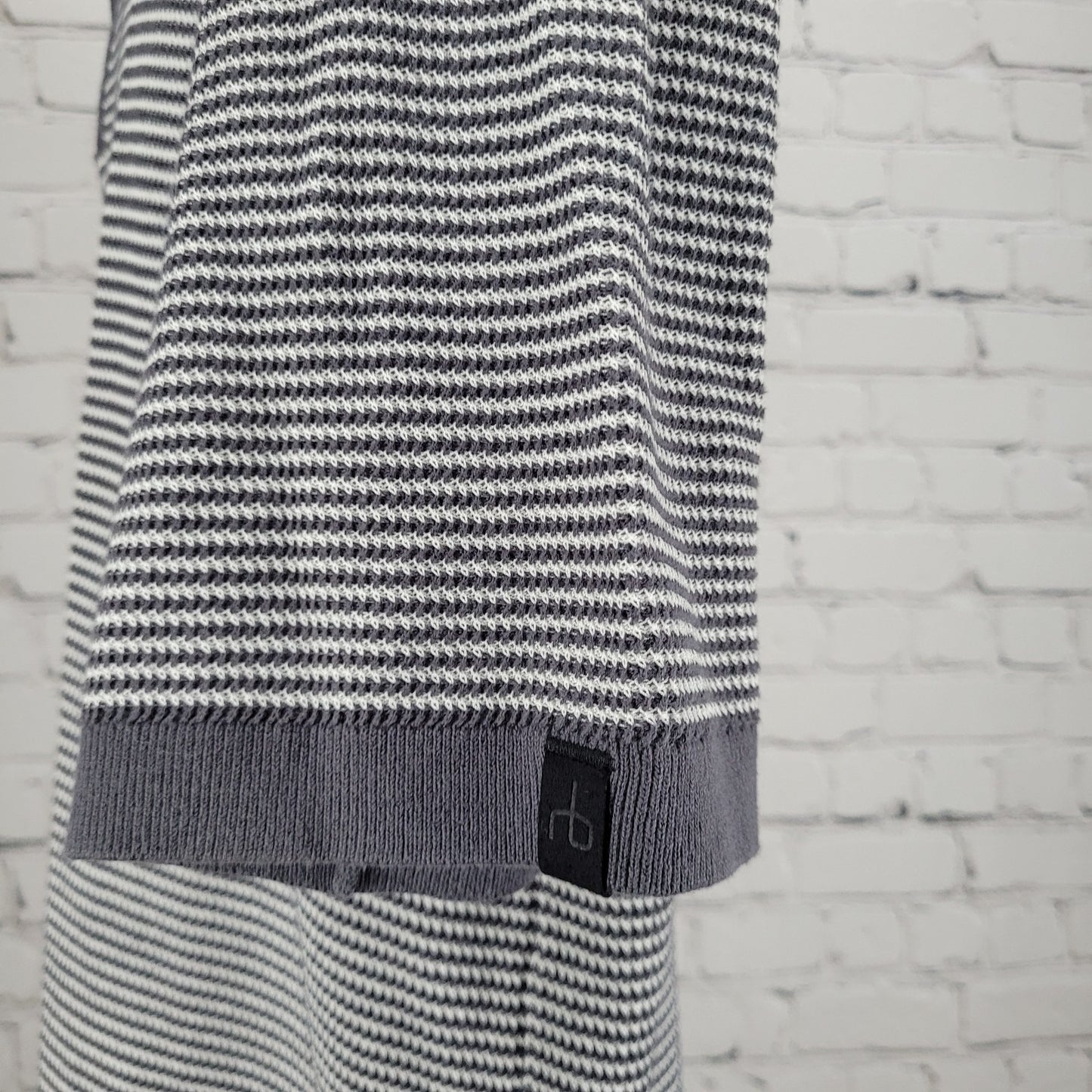 Rag & Bone Grey White Harvey Striped Cotton-Blend Johnny Polo Shirt Large L