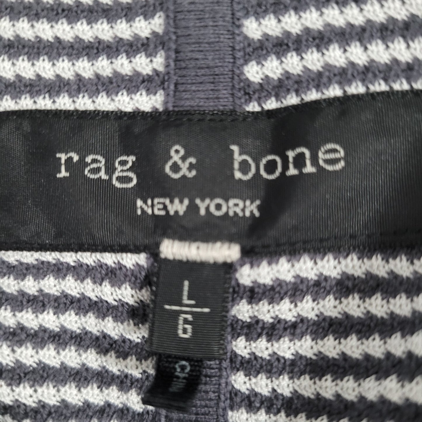 Rag & Bone Grey White Harvey Striped Cotton-Blend Johnny Polo Shirt Large L