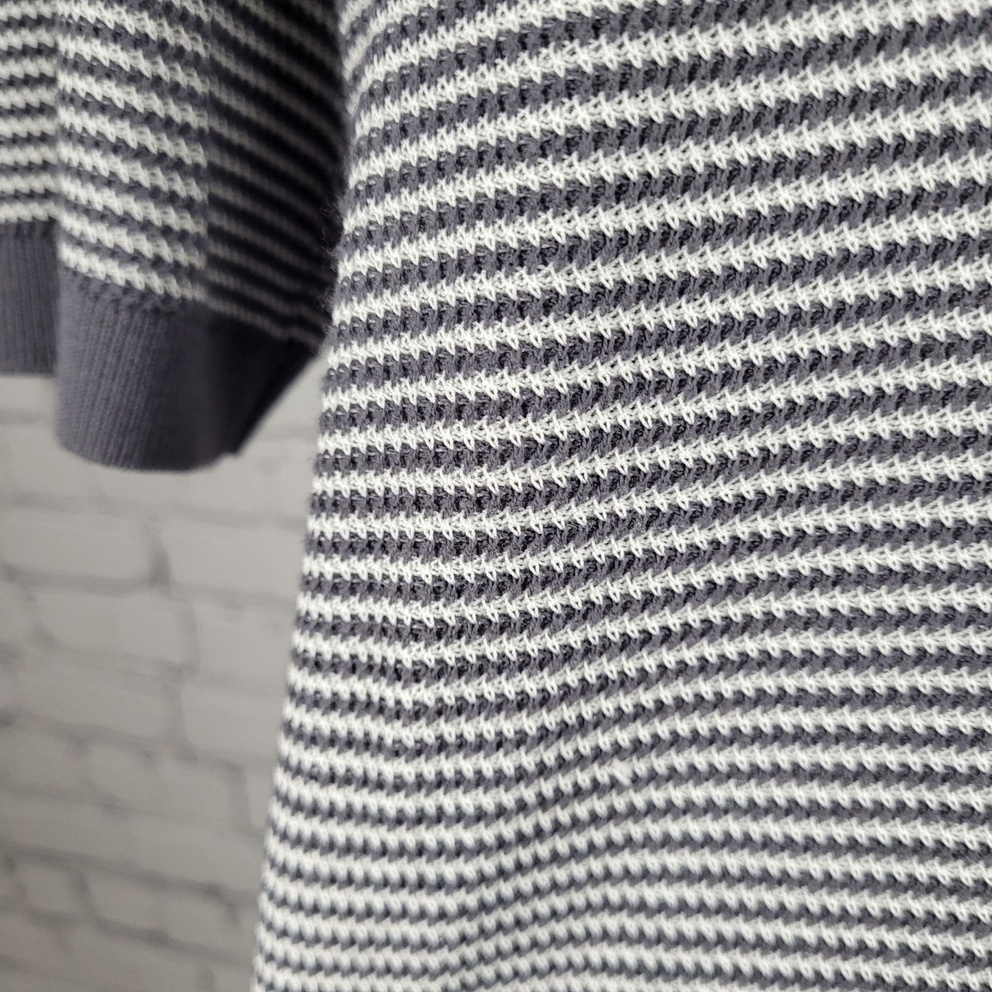 Rag & Bone Grey White Harvey Striped Cotton-Blend Johnny Polo Shirt Large L