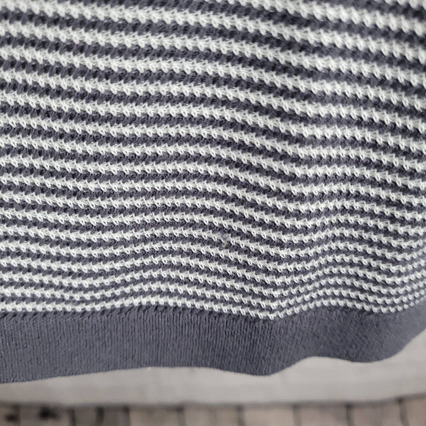 Rag & Bone Grey White Harvey Striped Cotton-Blend Johnny Polo Shirt Large L