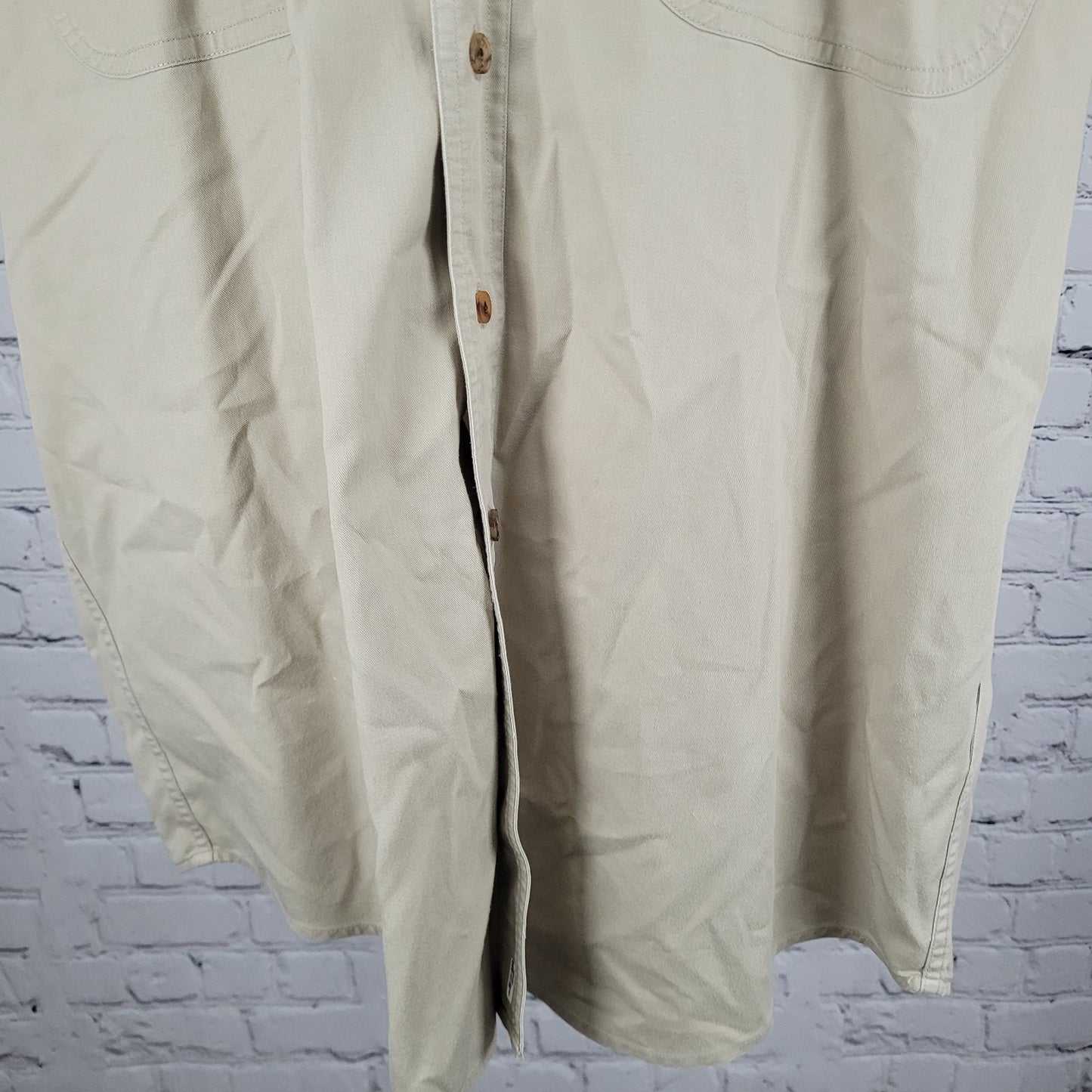 VTG Chaps Ralph Lauren Beige Button Down Collar Short Sleeve Shirt Size Large L