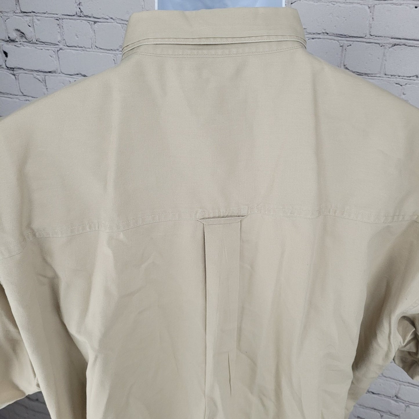 VTG Chaps Ralph Lauren Beige Button Down Collar Short Sleeve Shirt Size Large L