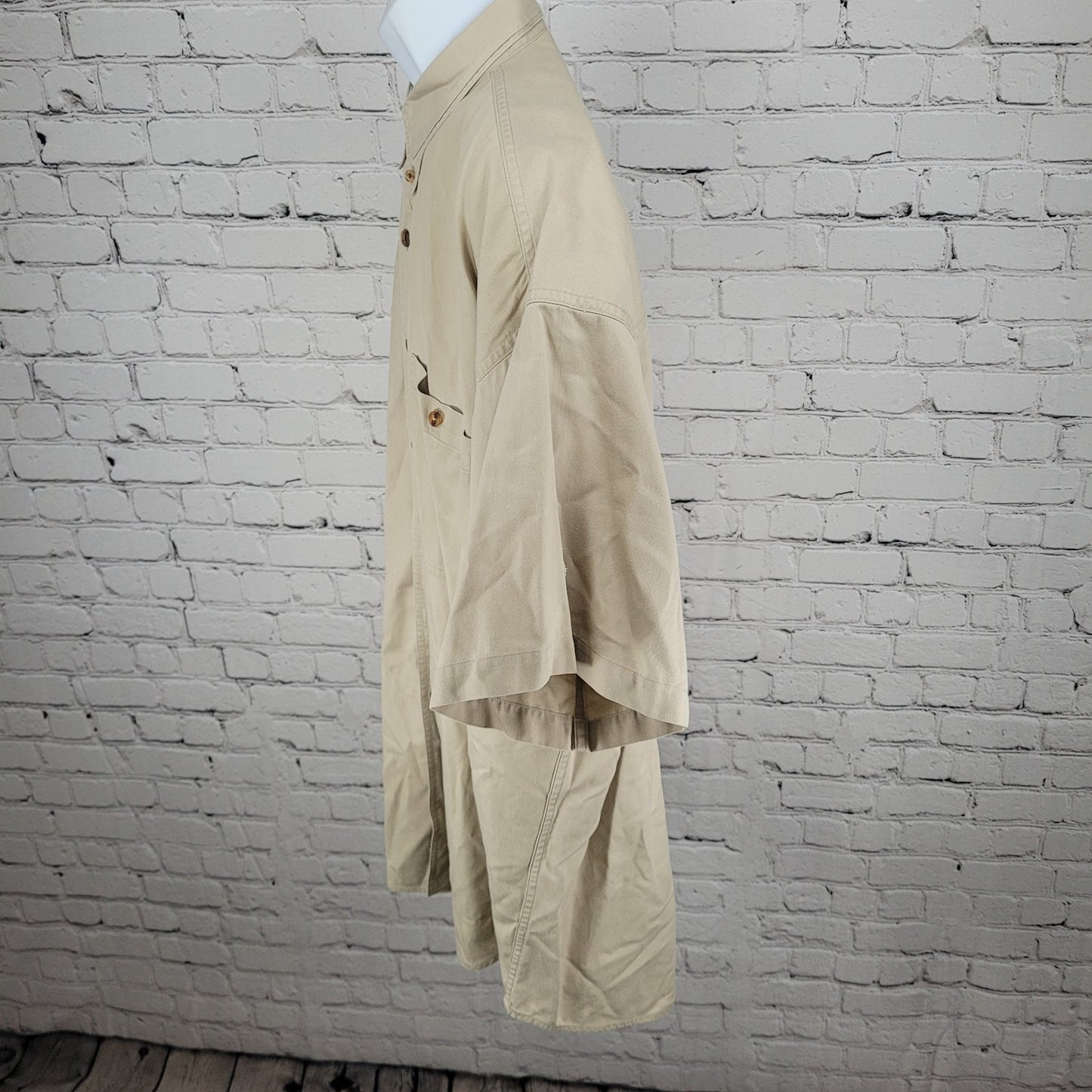 VTG Chaps Ralph Lauren Beige Button Down Collar Short Sleeve Shirt Size Large L