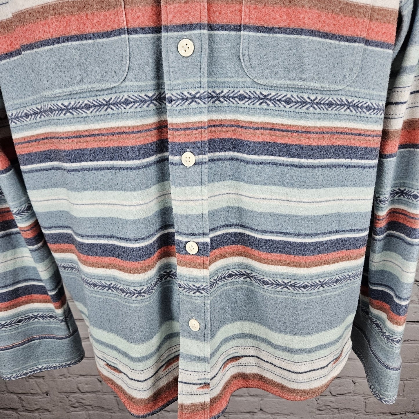Faherty Multicolor Striped Aztec Button Up Long Sleeve Collared Shirt Medium M