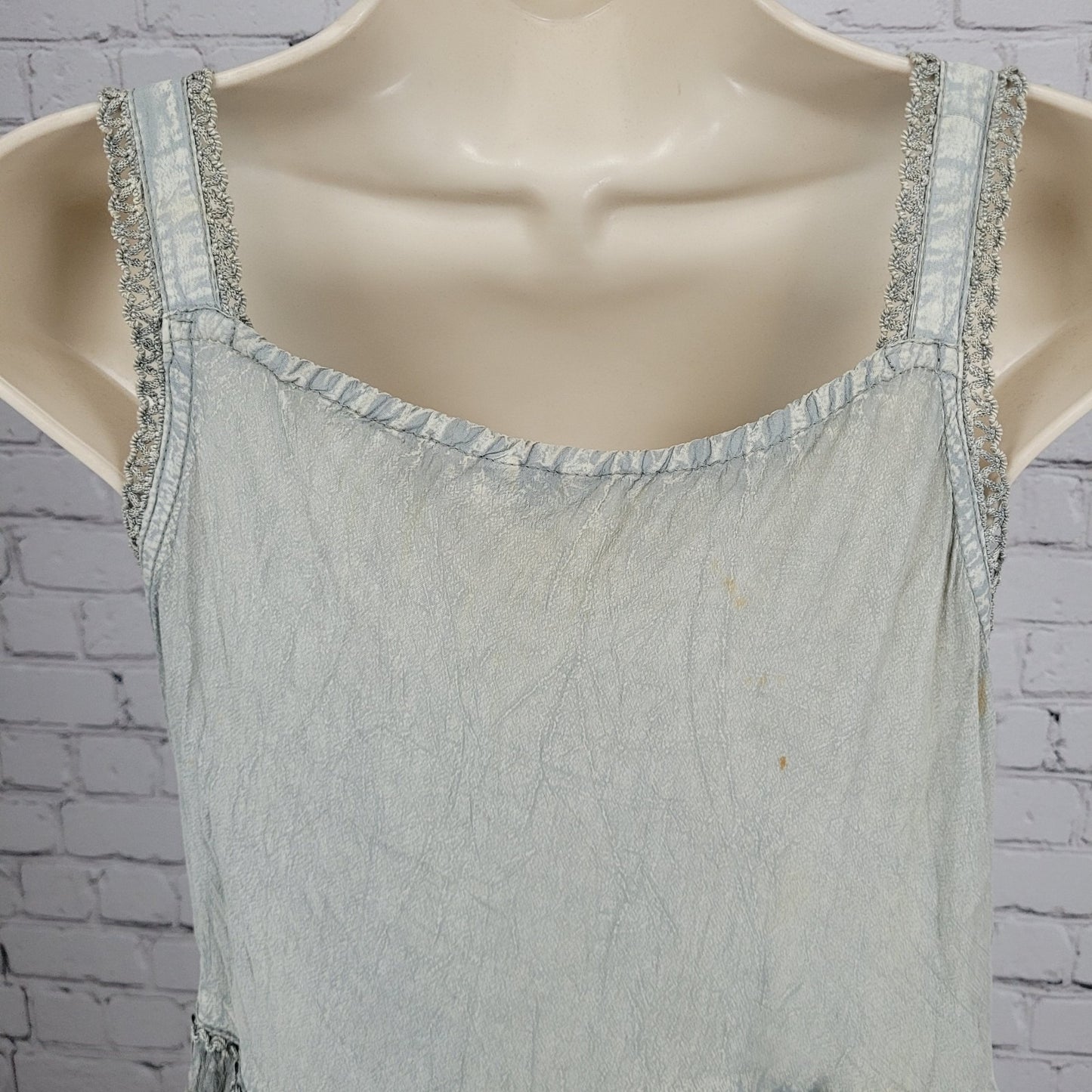 Magic Grey Crochet Embroidered Beaded Sleeveless Boho Dress Size Medium M
