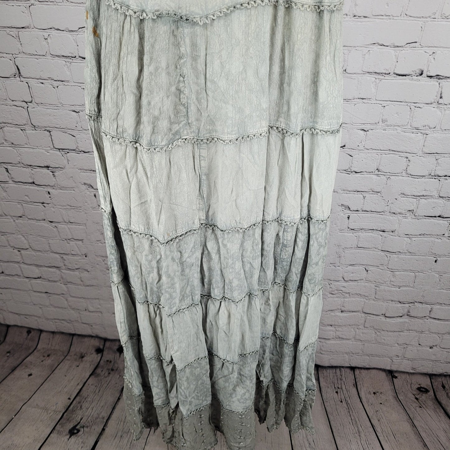 Magic Grey Crochet Embroidered Beaded Sleeveless Boho Dress Size Medium M