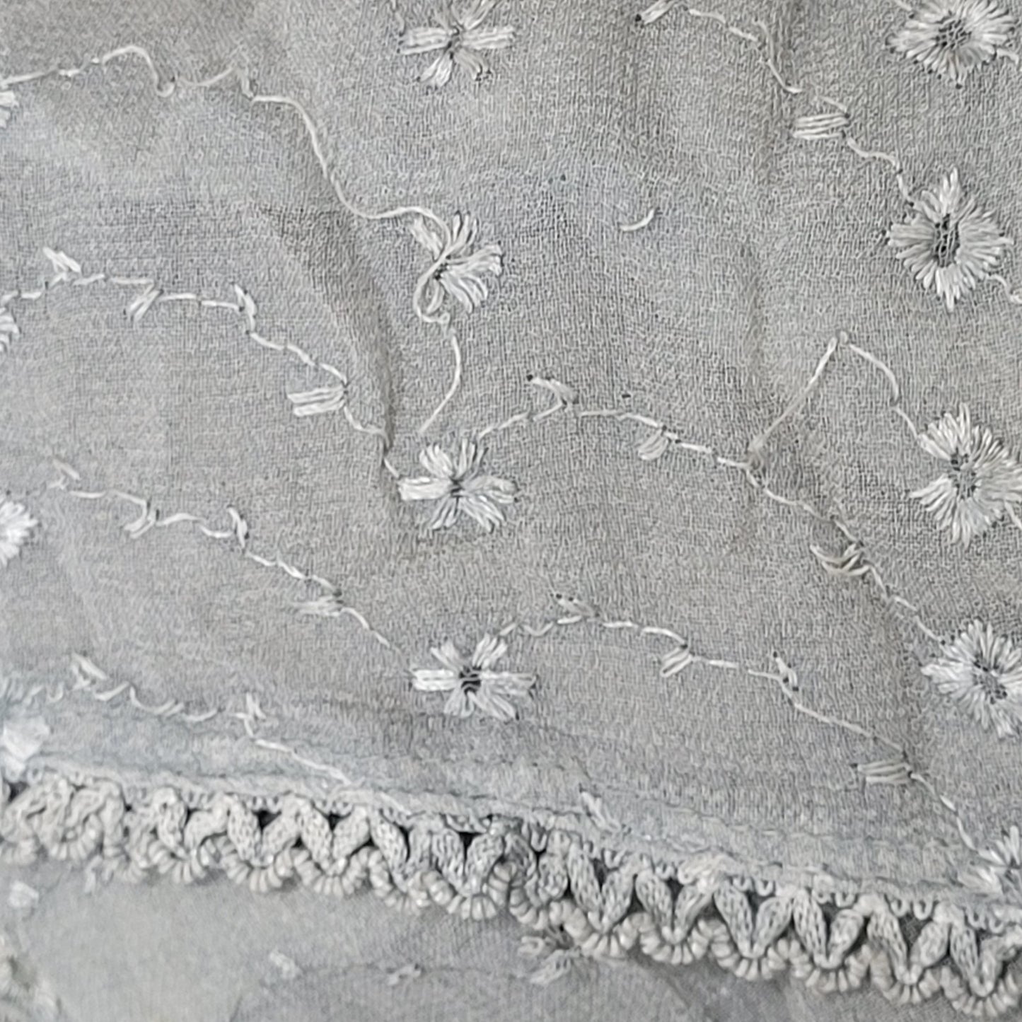 Magic Grey Crochet Embroidered Beaded Sleeveless Boho Dress Size Medium M