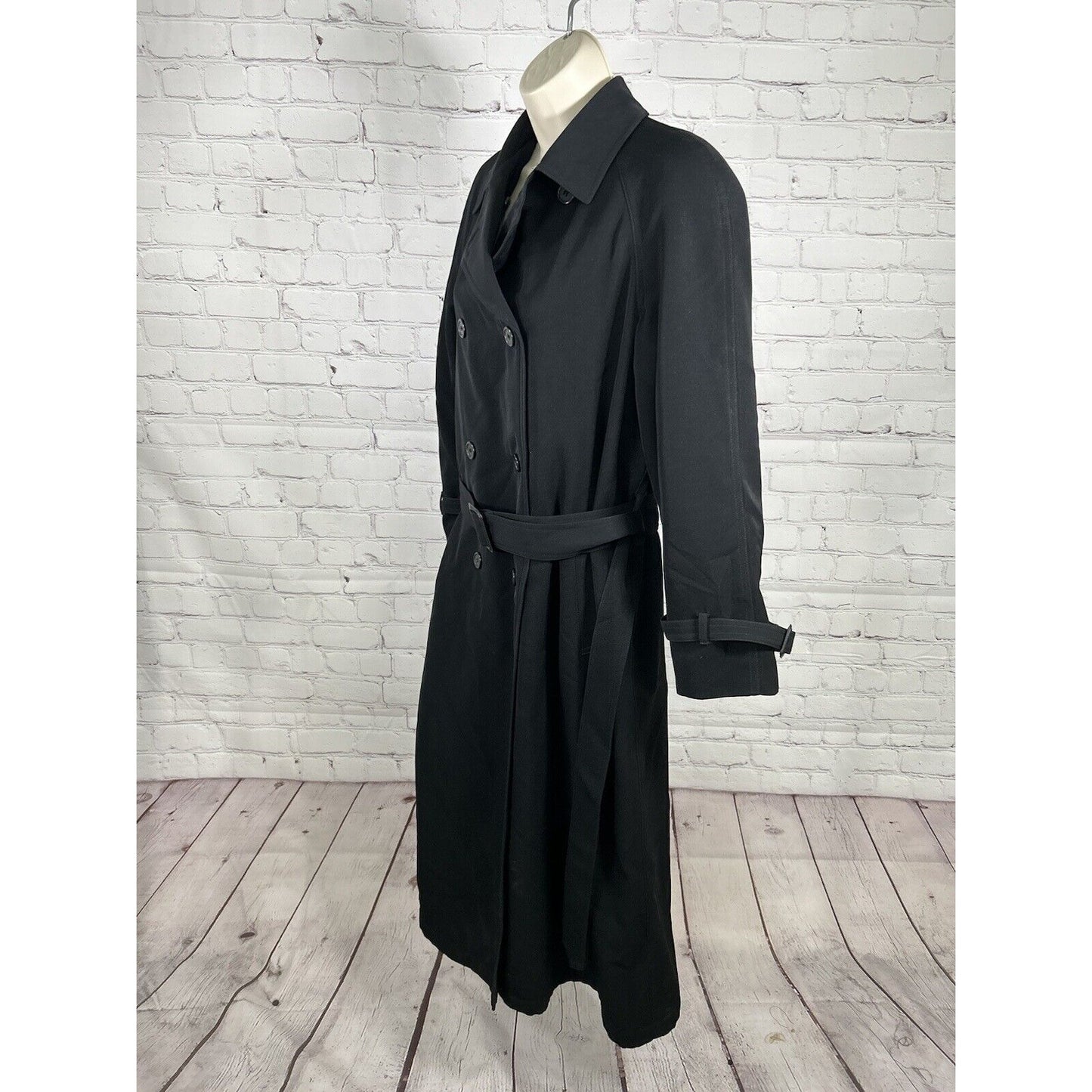 Preston & York Petites Black Zip Out Liner Double Breasted Belted Peacoat 10P