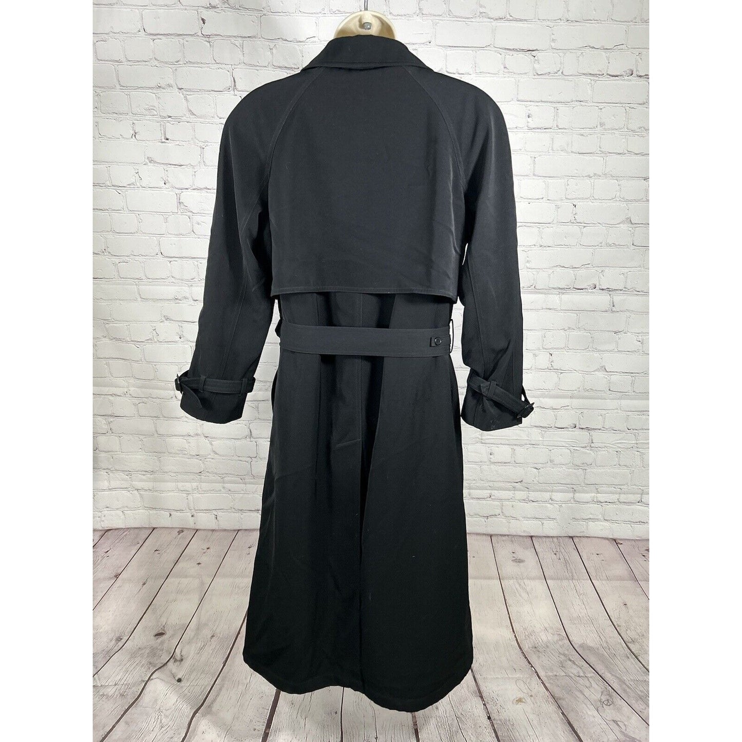 Preston & York Petites Black Zip Out Liner Double Breasted Belted Peacoat 10P