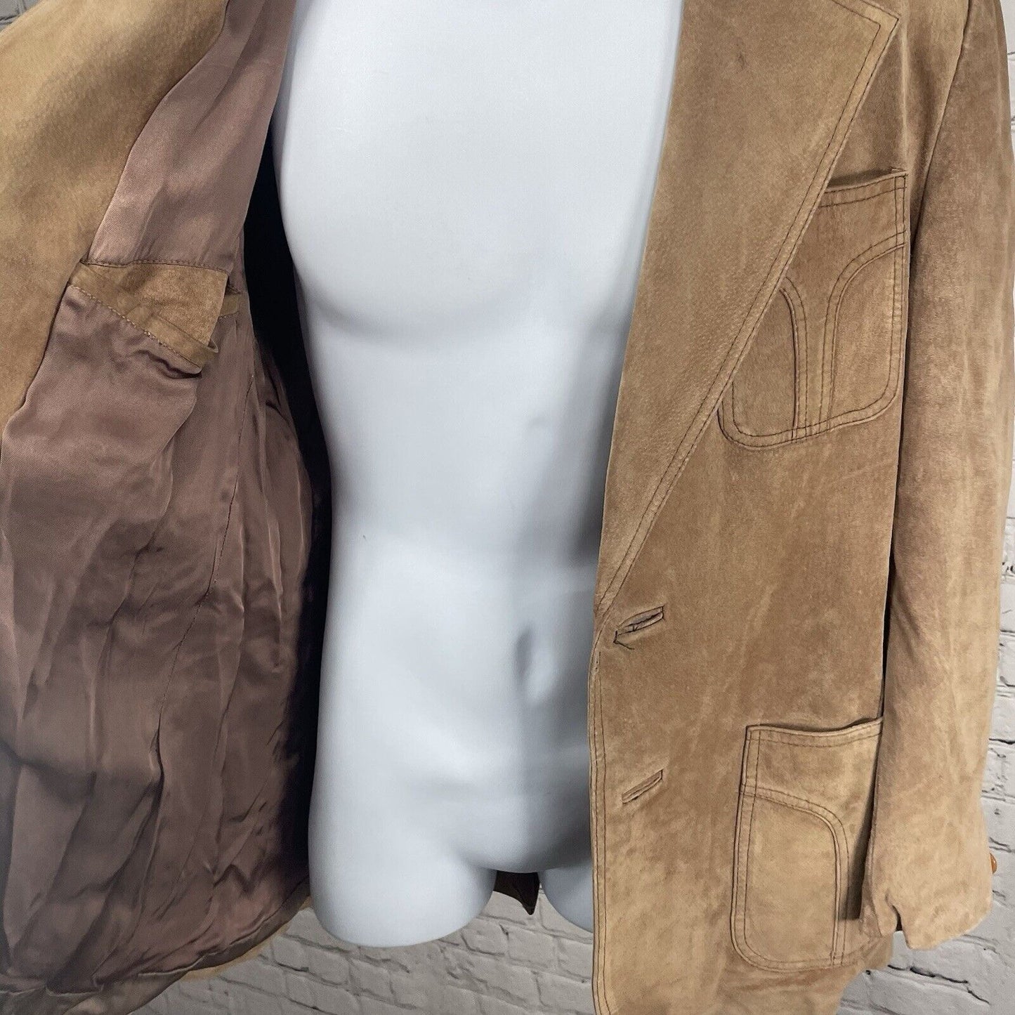 VTG William Barry Brown  Raw Pork Velour Leather Jacket Collar USA Made Size 40