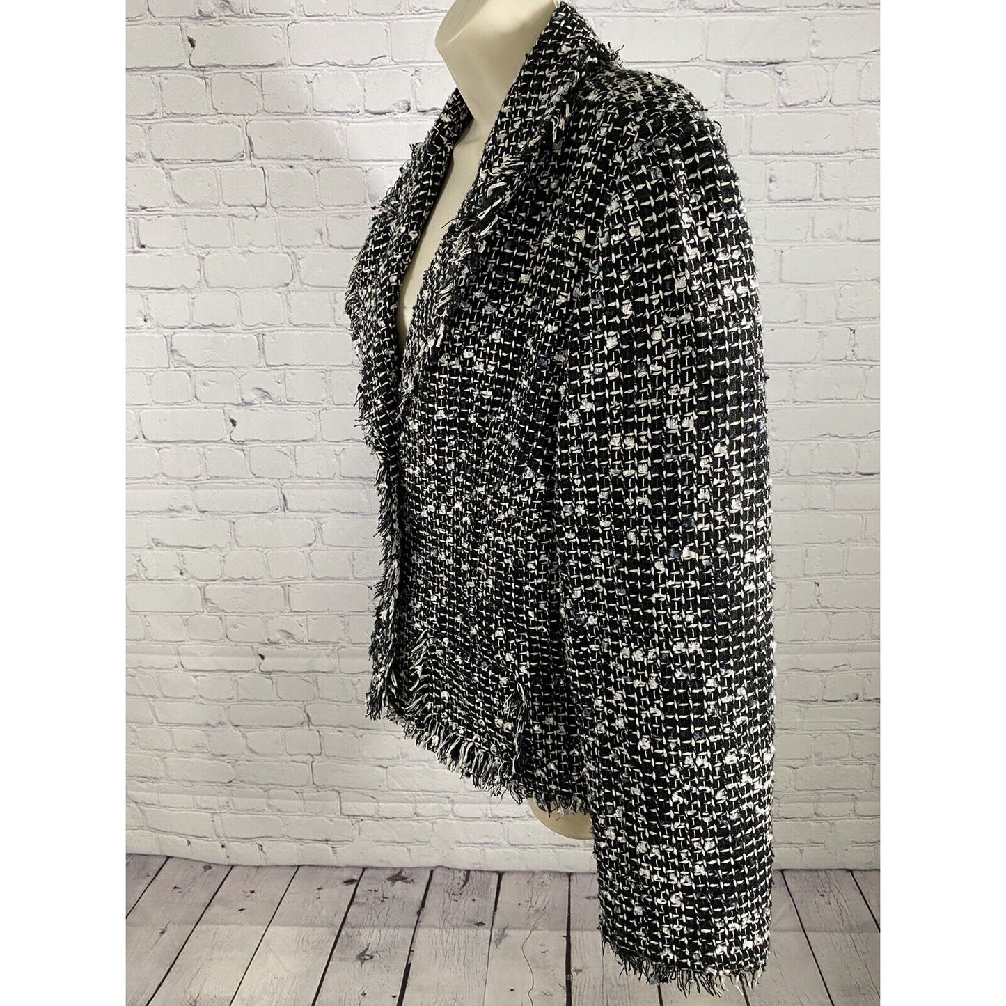 Hearts Of Palm Woven Multicolor Shag 3 Button Jacket Blazer Womens 14