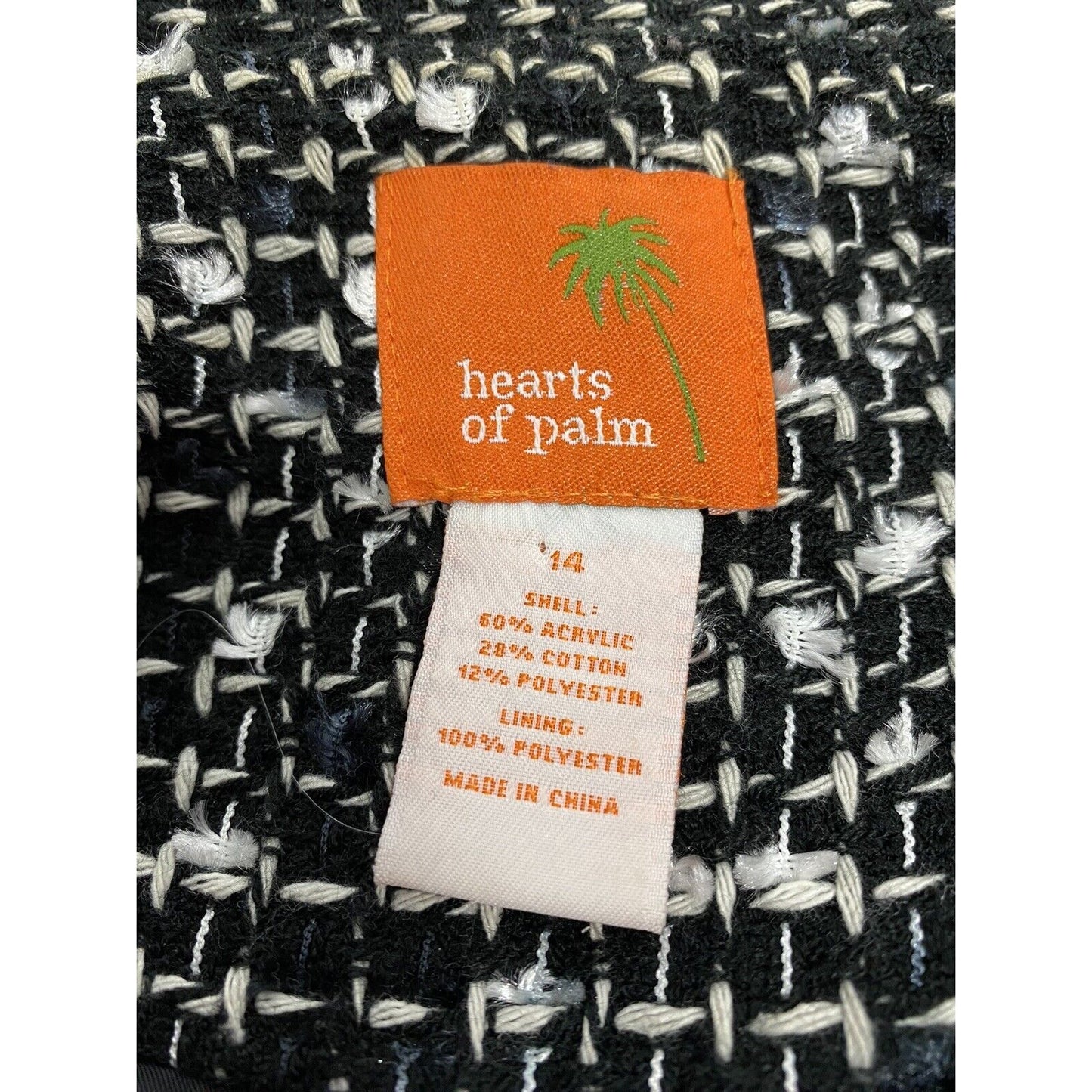 Hearts Of Palm Woven Multicolor Shag 3 Button Jacket Blazer Womens 14